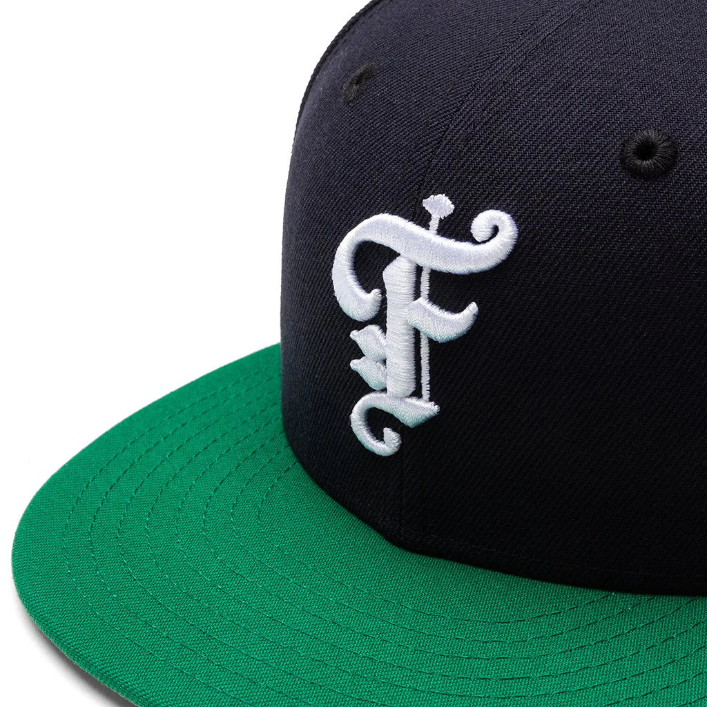 Feature x New Era Old English Fitted Cap Navy Green