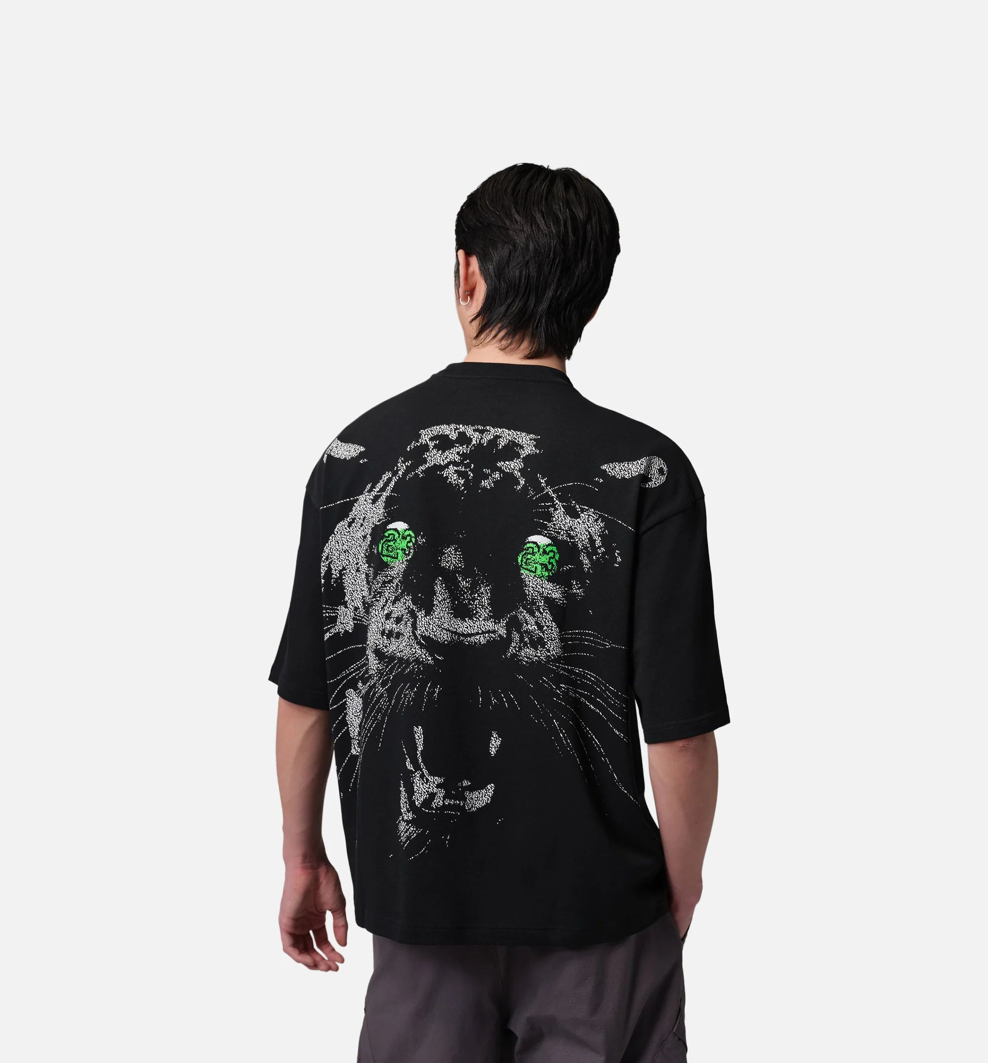 Oversized Mens Short Sleeve Shirt Black White White