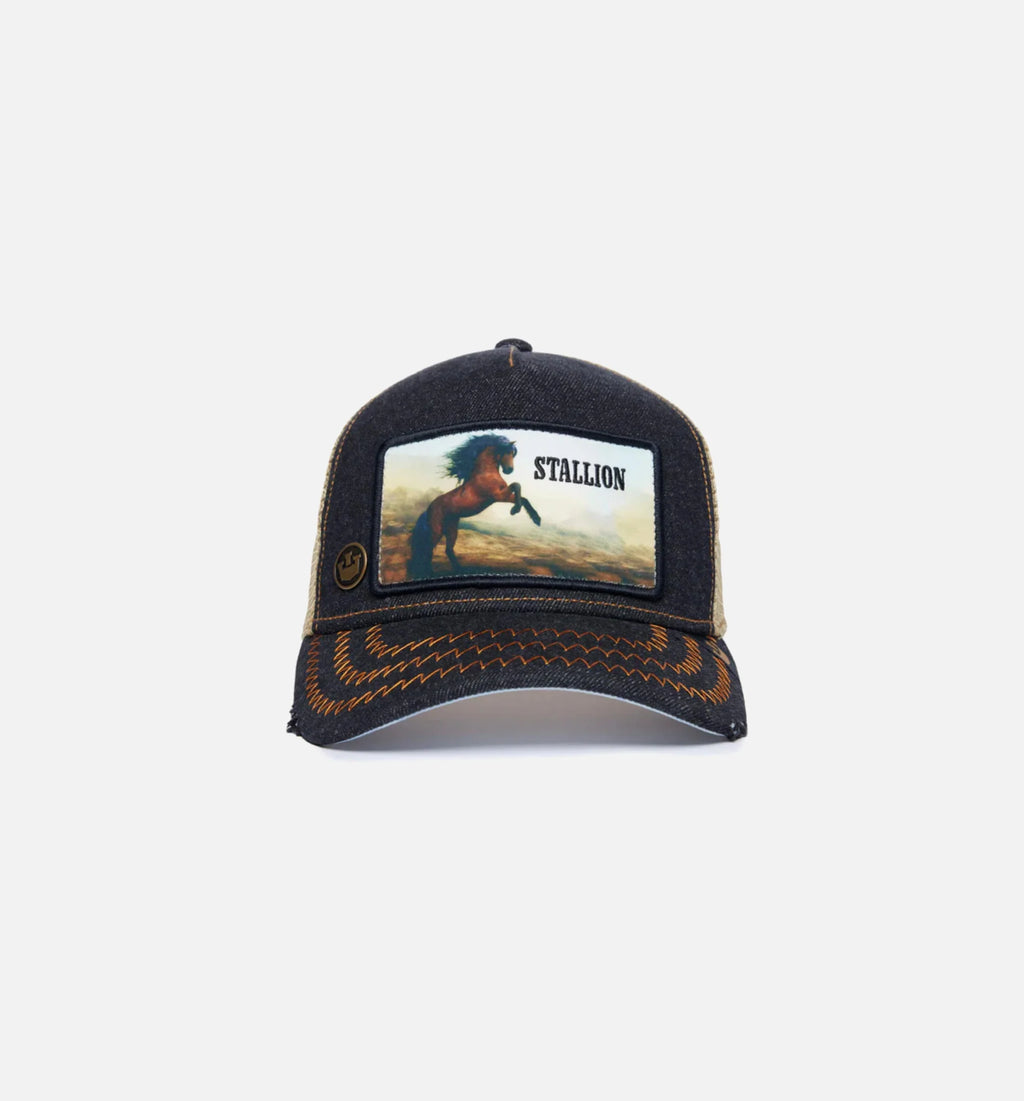 The Stallion Trucker Mens Hat Tan Black