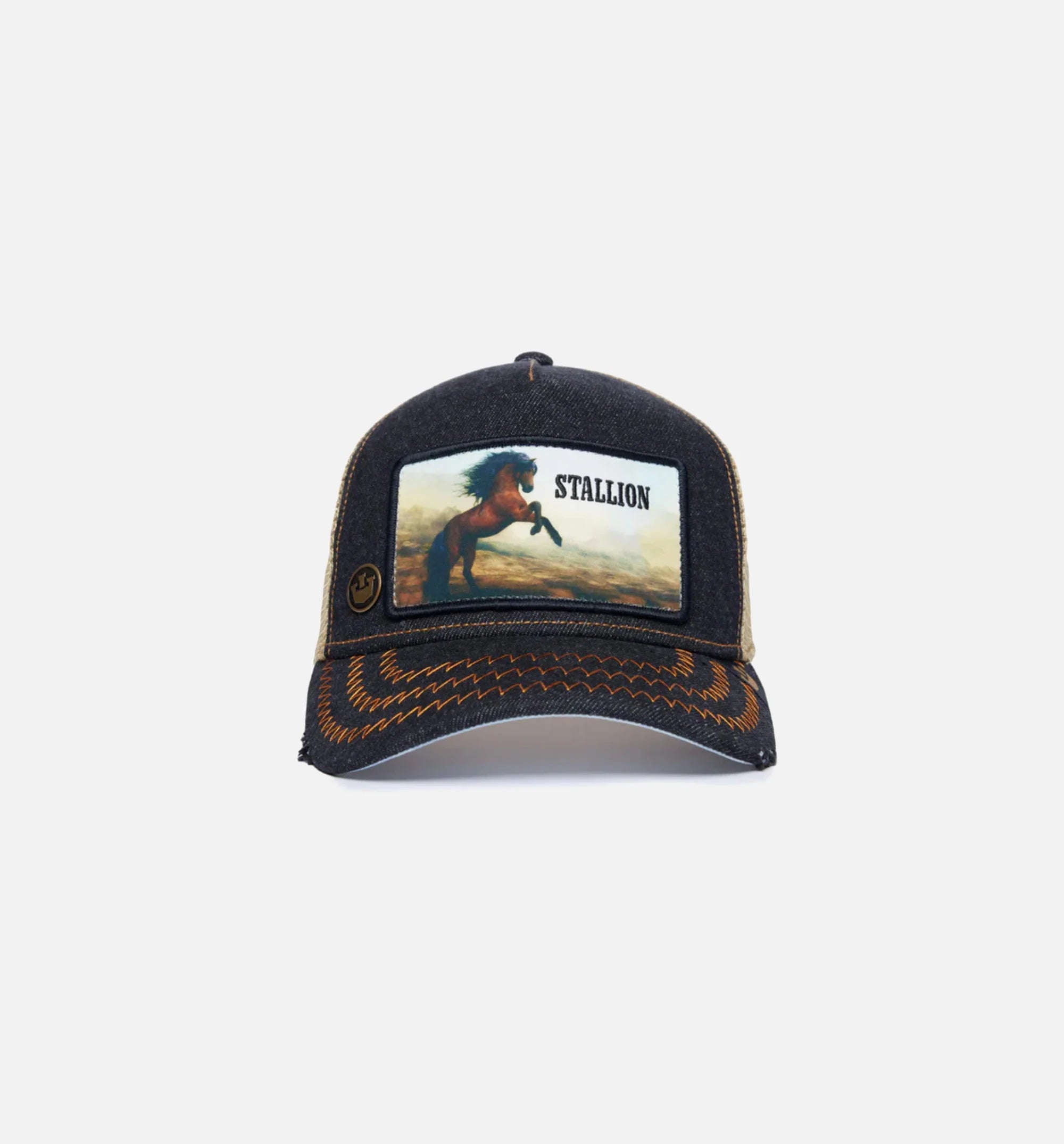 The Stallion Trucker Mens Hat Tan Black