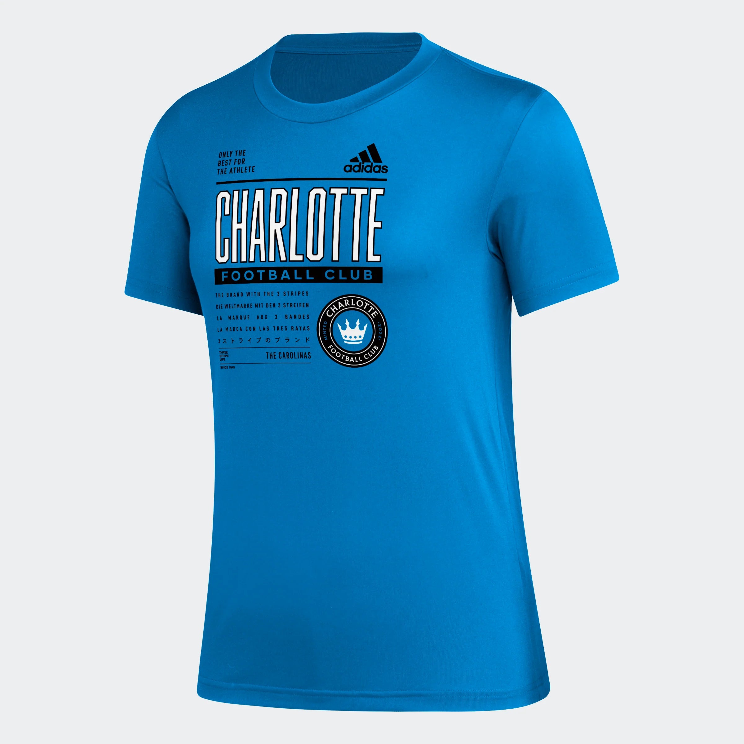 adidas Charlotte FC Pre Game Womens T Shirt Blue