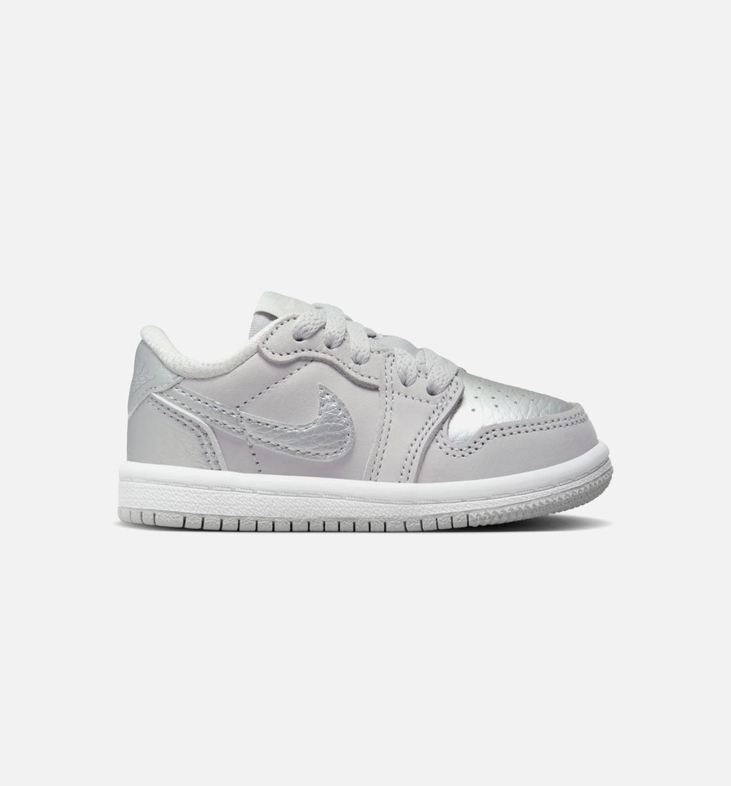 Air Jordan 1 Retro Low OG Silver Infant Toddler Lifestyle Shoe Neutral Grey Metallic Silver White