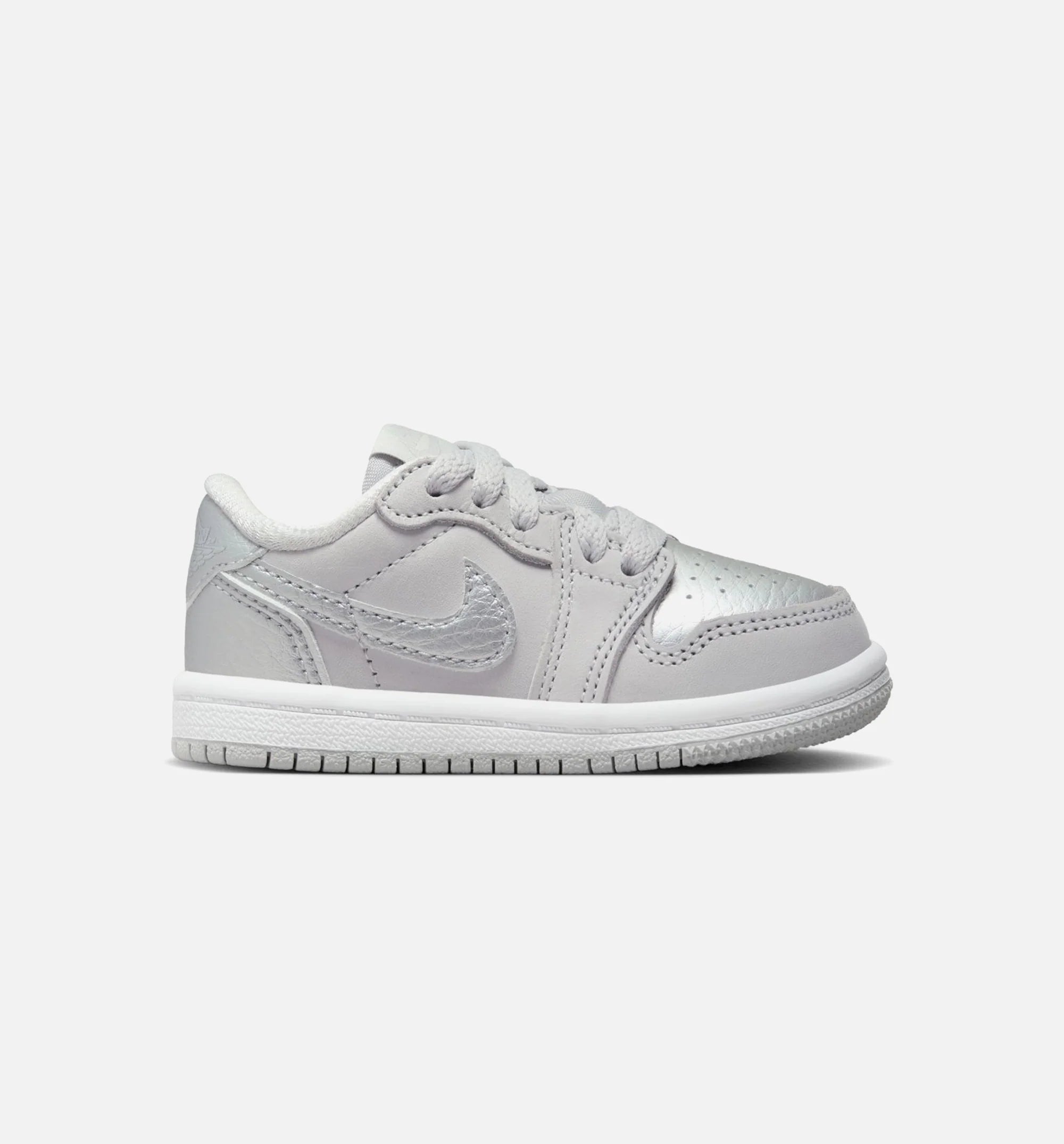 Air Jordan 1 Retro Low OG Silver Infant Toddler Lifestyle Shoe Neutral Grey Metallic Silver White
