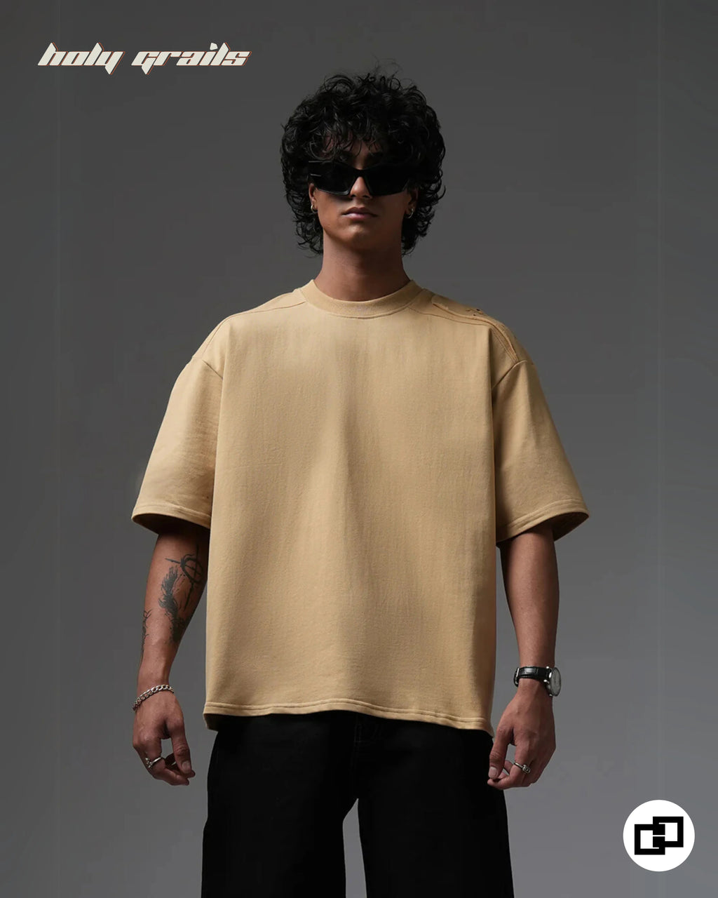 Not So Basic Beige Oversize Tee HG x Grey Hound Clothing