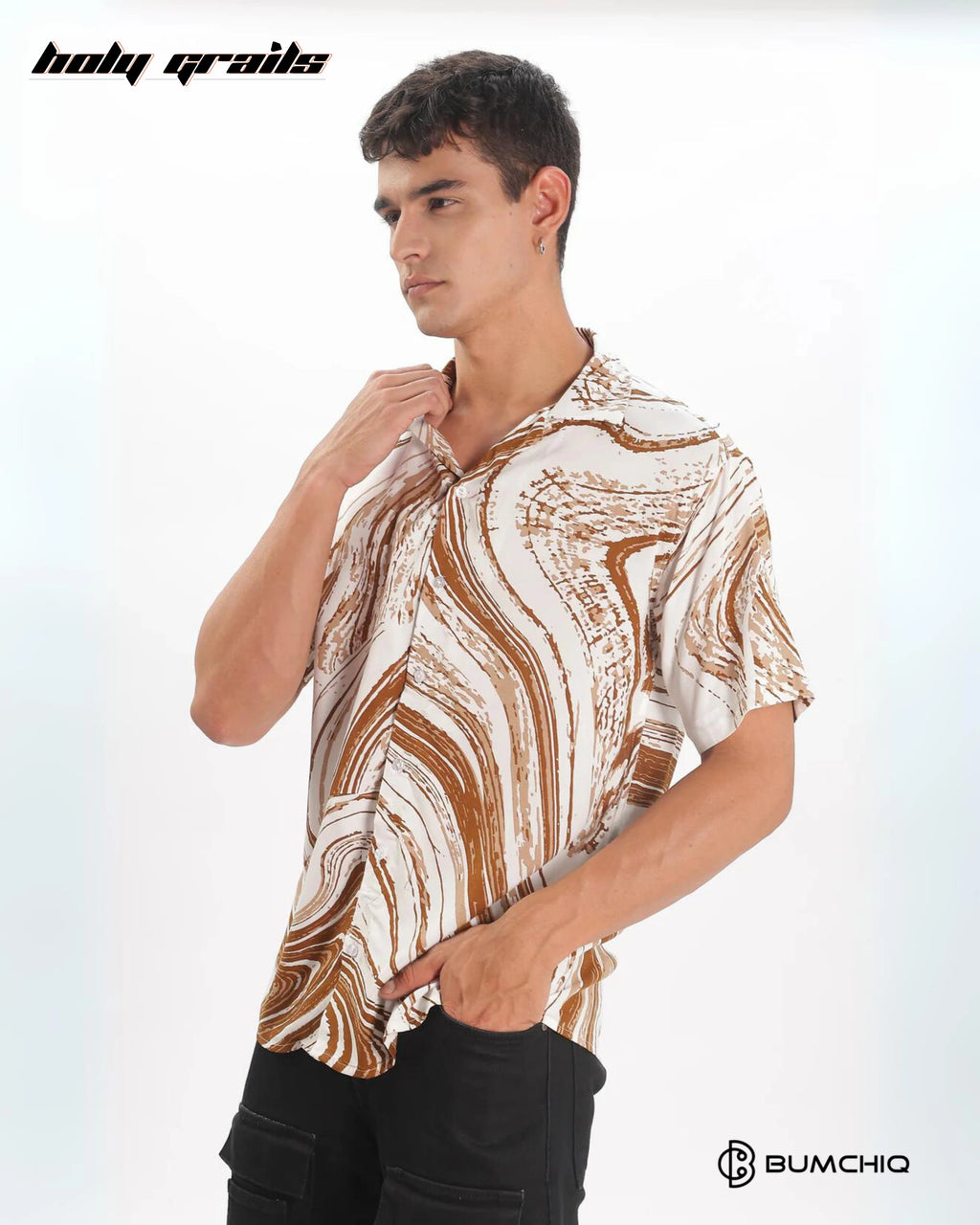 Wavy Brown Textured Shirt HG x Bumchiq