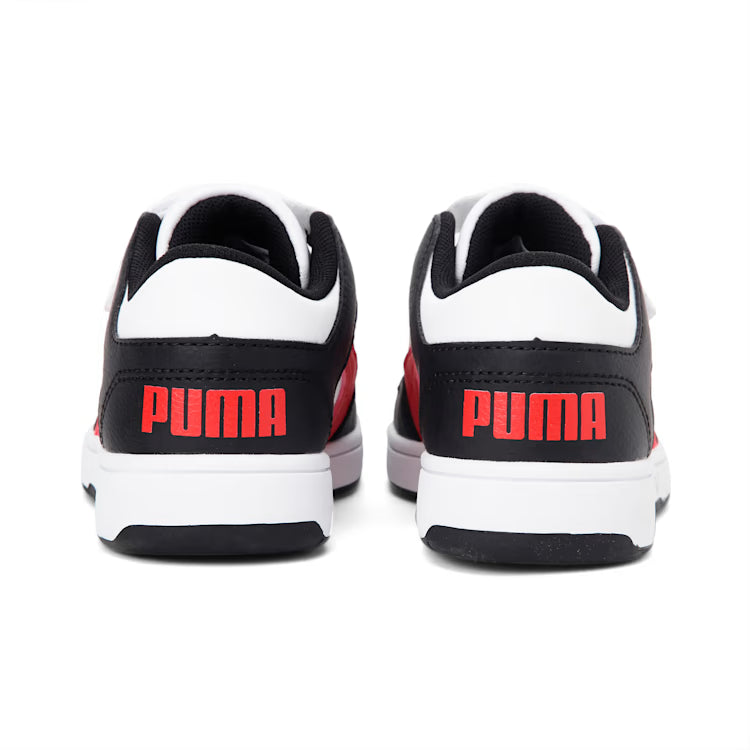 PUMA Rebound Layup Lo Little Kids Shoes White High Risk Red Black