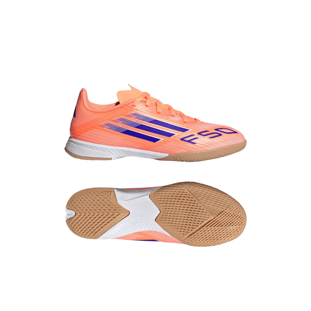 adidas F50 League IN Youth Soccer Shoes Orange Blue White