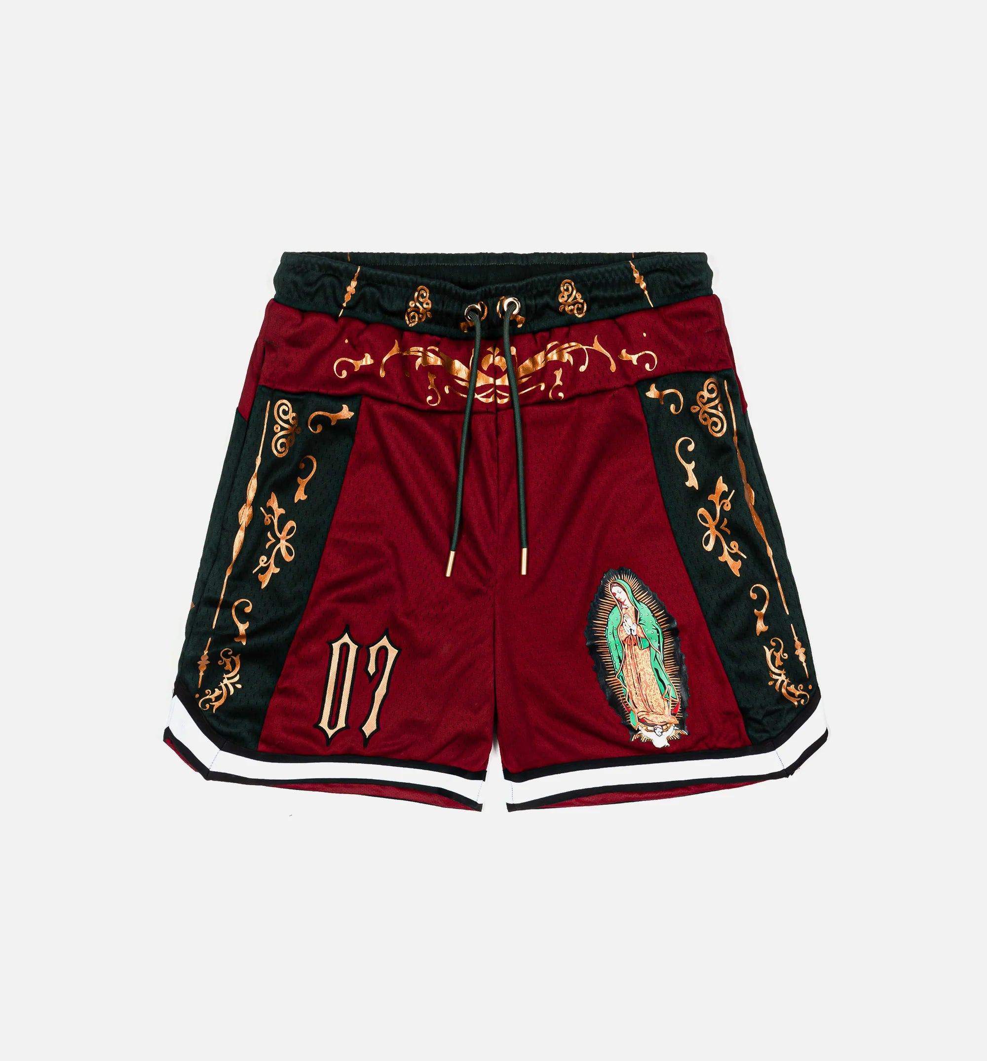 Lady of Guadalupe 07 Mesh Mens Shorts Red Green