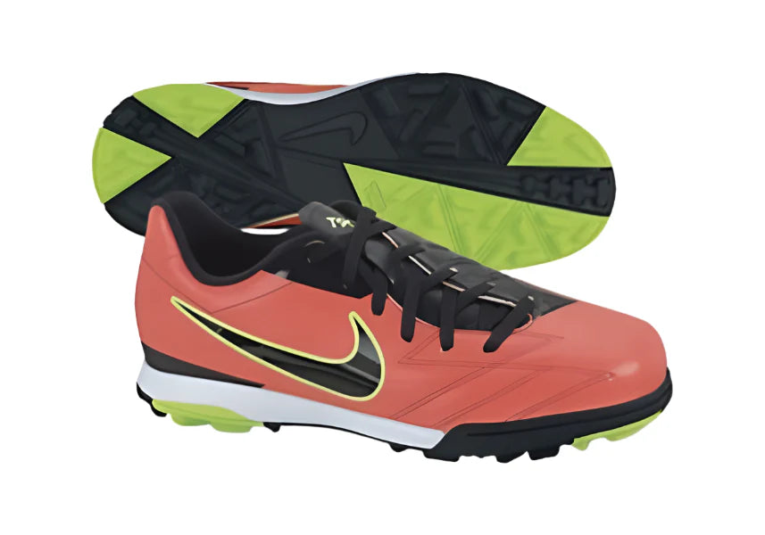 Nike Jr T90 Shoot IV TF Turf Soccer Cleats Bright Crimson Green