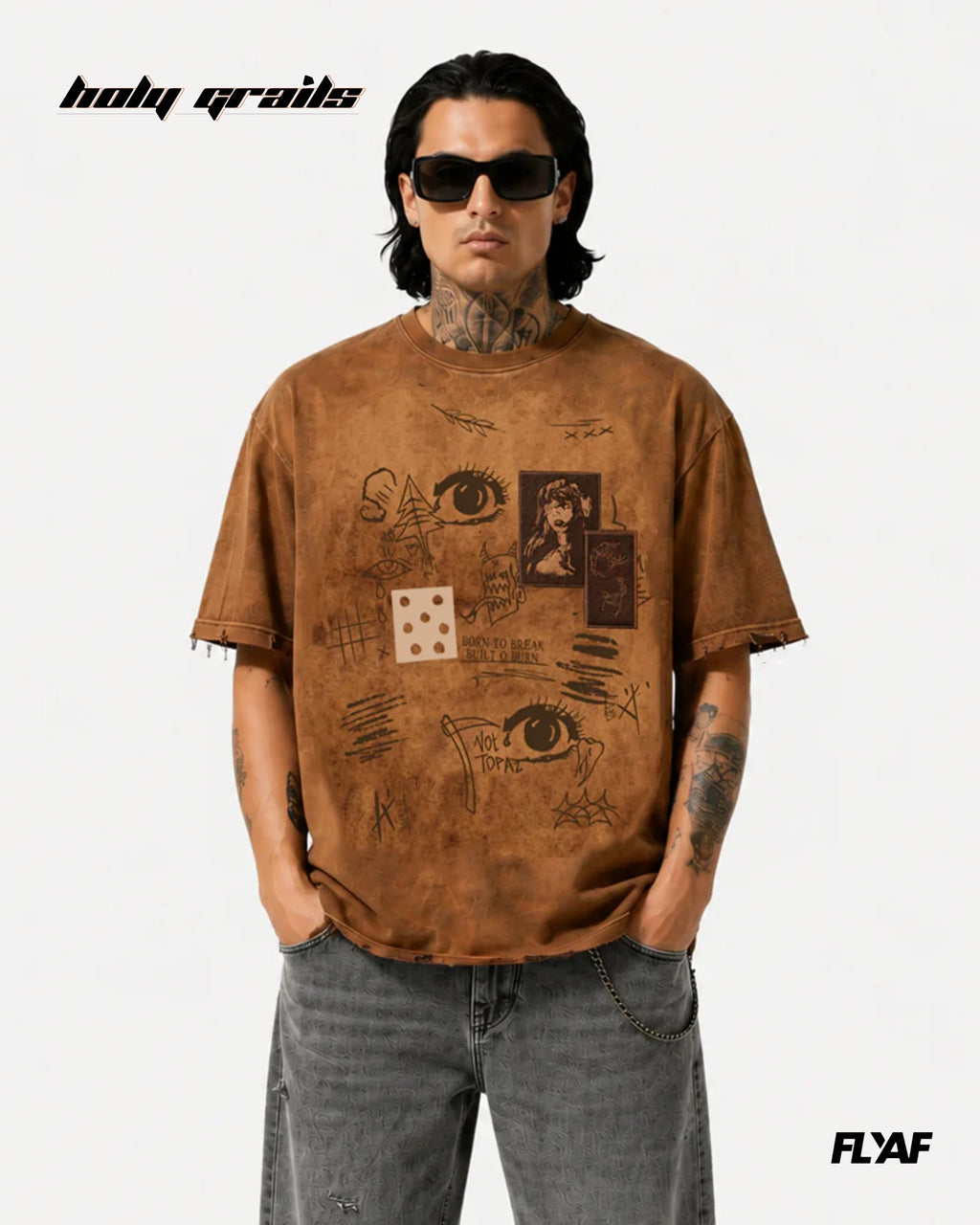 Cryptic Canvas Brown Tee HG x FLYAF