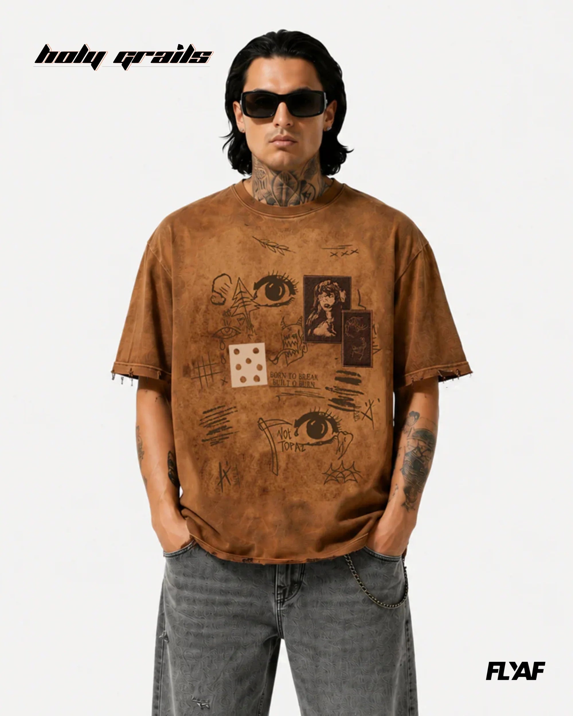 Cryptic Canvas Brown Tee HG x FLYAF