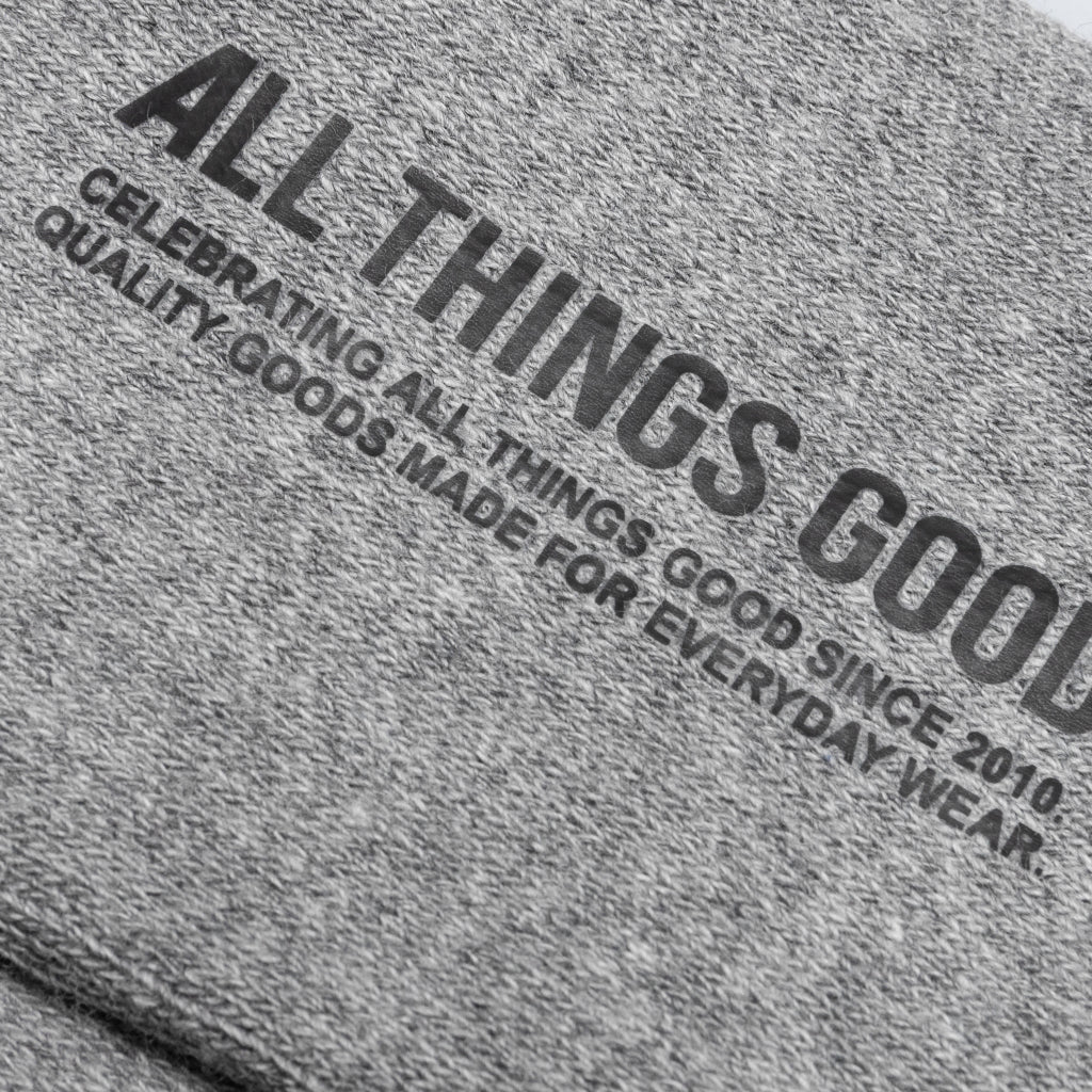 Tonal Script Crew Sock Heather Grey 3 Pack