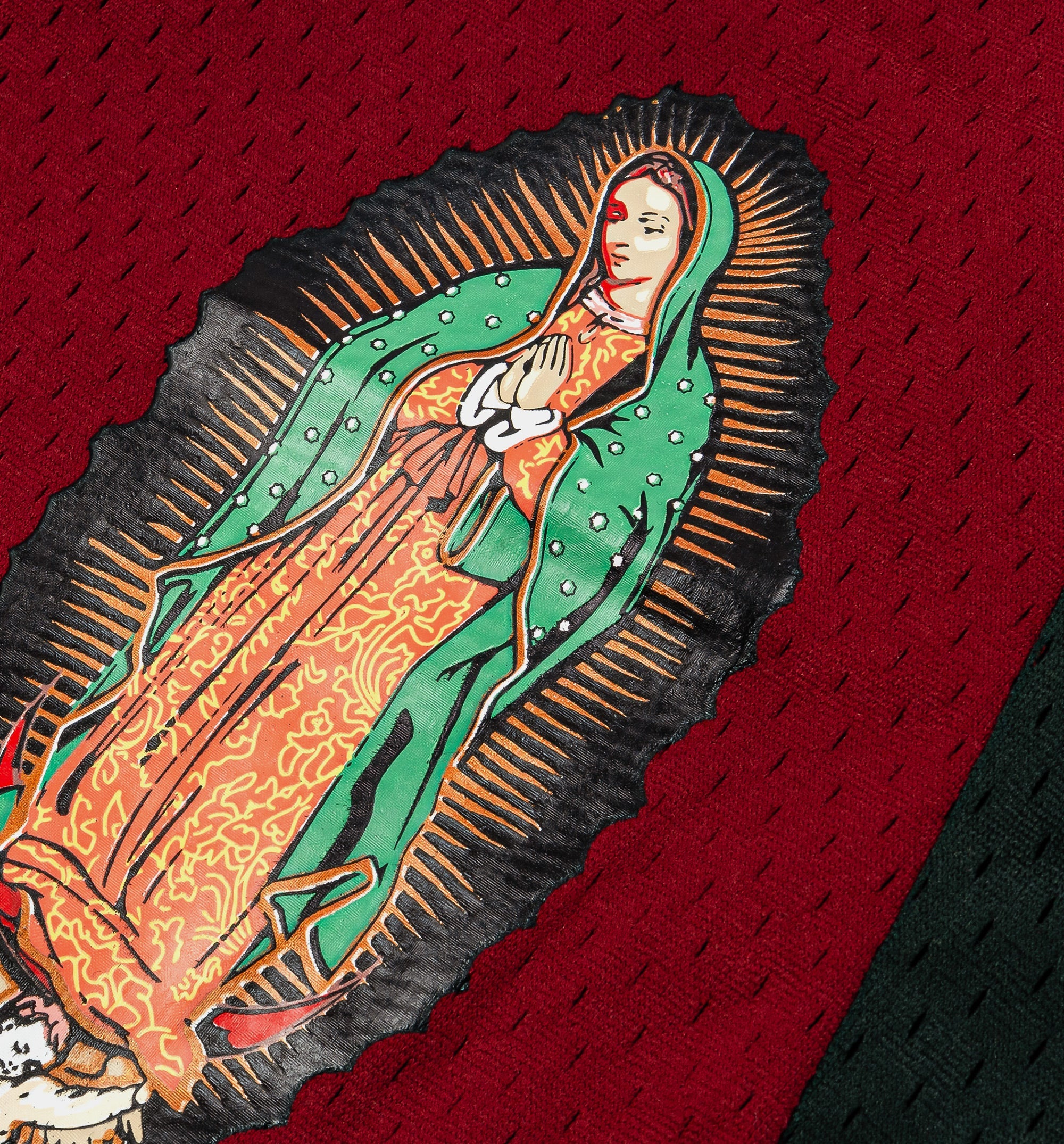 Lady of Guadalupe 07 Mesh Mens Shorts Red Green