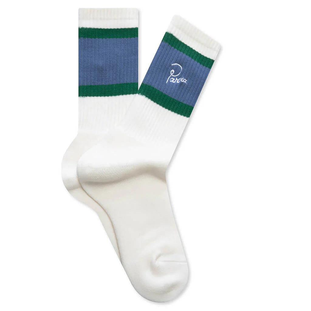 Signature Striped Crew Socks White