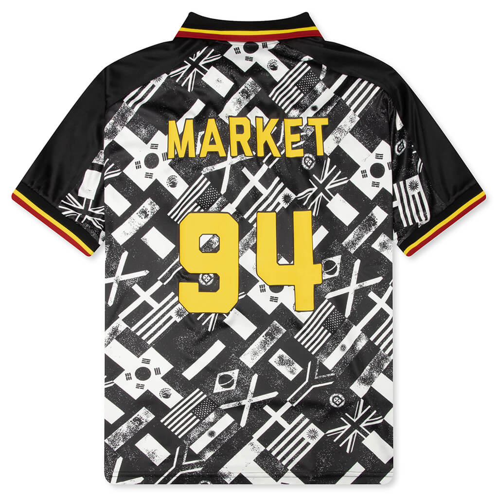 Smiley International Flags S S Soccer Jersey Black White