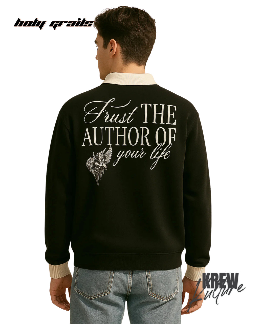 Trust the Author of Life Black Polo T Shirt HG x Krewe Kulturr
