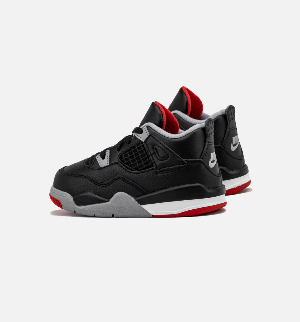 Air Jordan 4 Retro Bred Reimagined Infant Toddler Lifestyle Shoe Black Fire Red Cement Grey Summit White