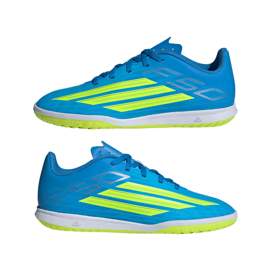 adidas F50 Club IN Indoor Youth Soccer Shoes Blue Yellow Aqua