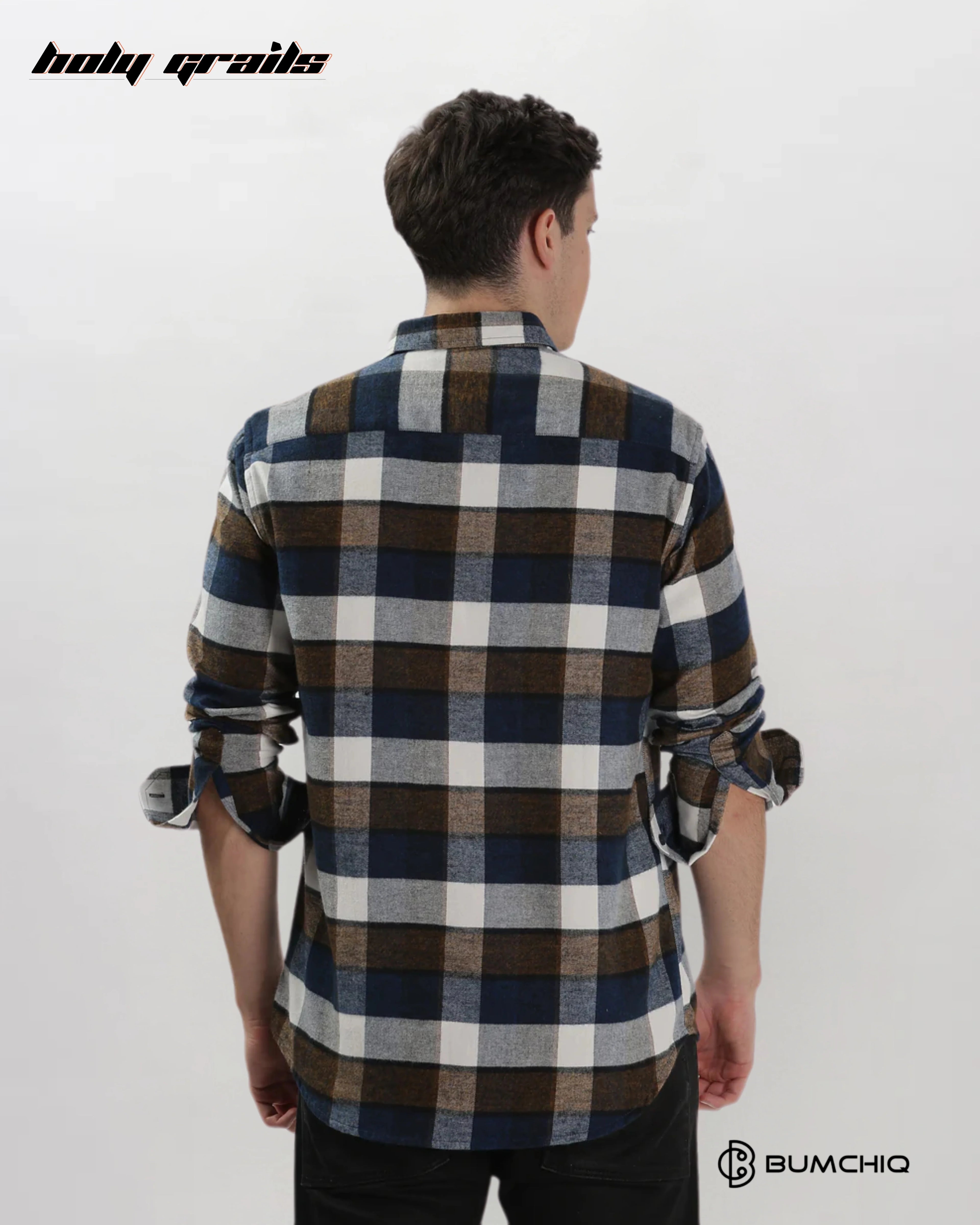 Blue Brown Flannel Overshirt HG x Bumchiq