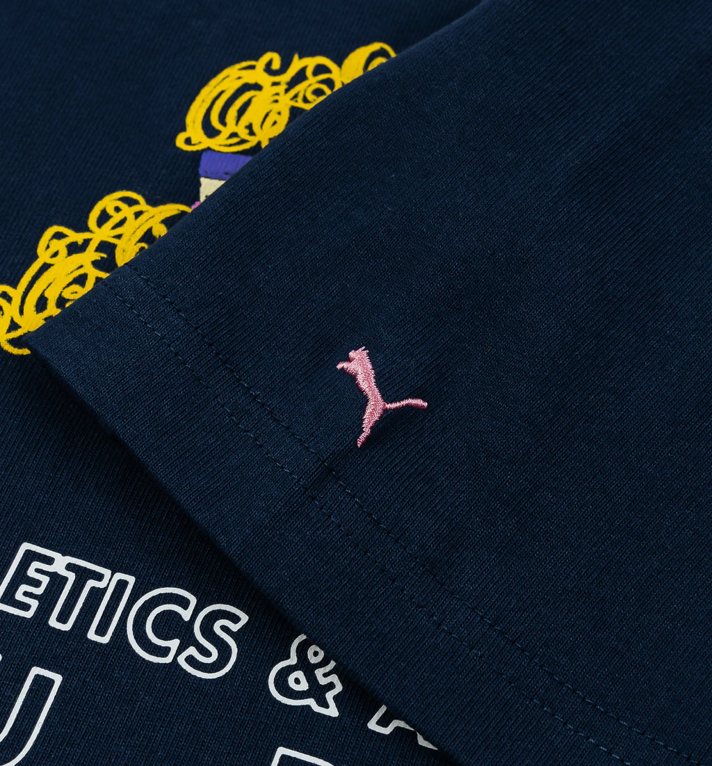 Puma x Kidsuper Academy Graphic Mens Short Sleeve Shirt Navy Pink