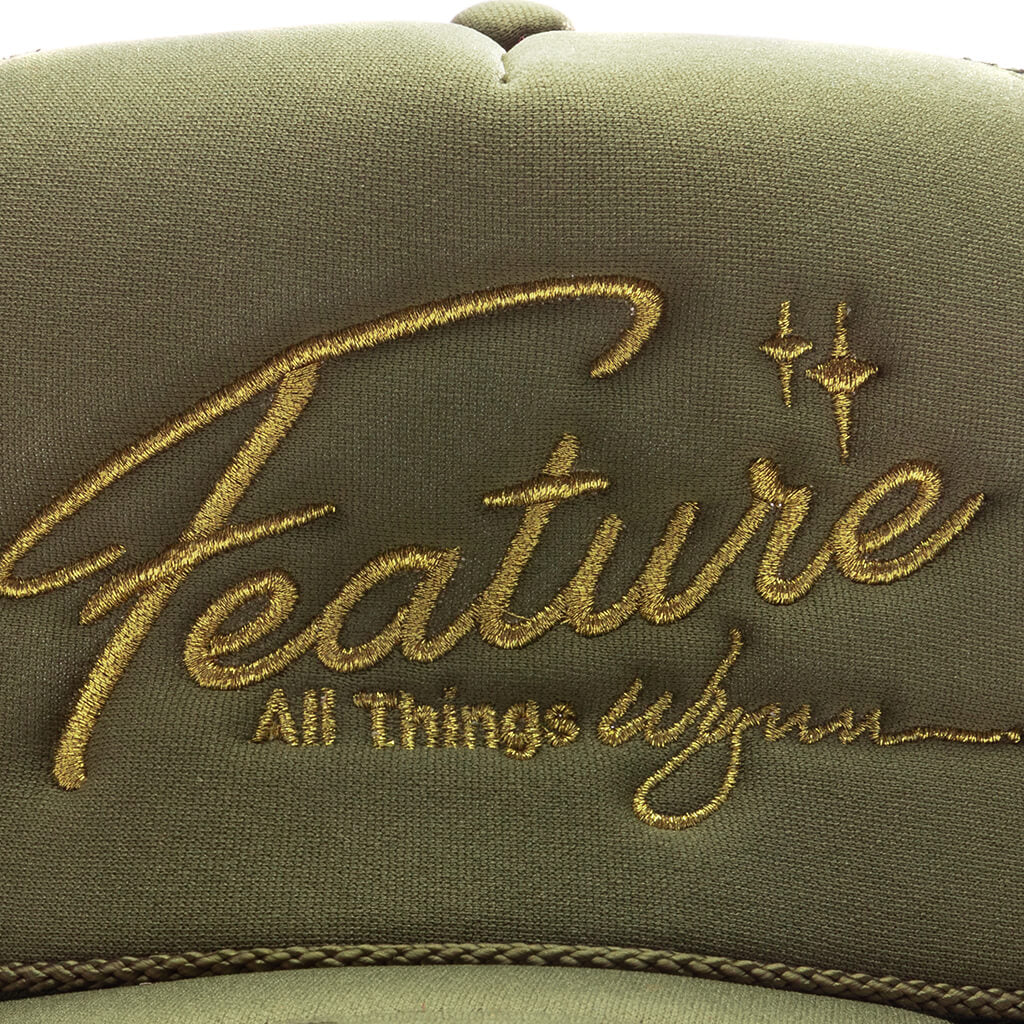 Feature x Wynn Shine Trucker Olive Green