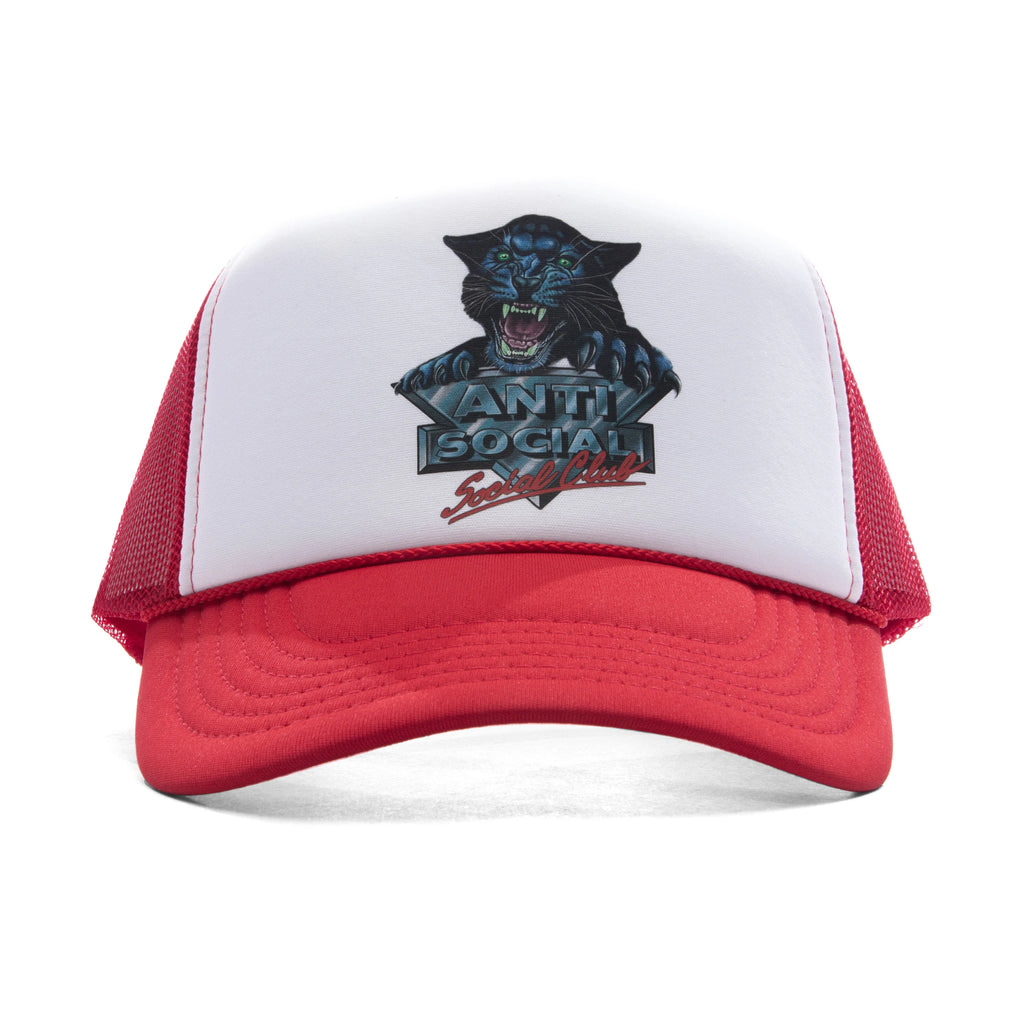 Snow Cat Trucker Cap White Red