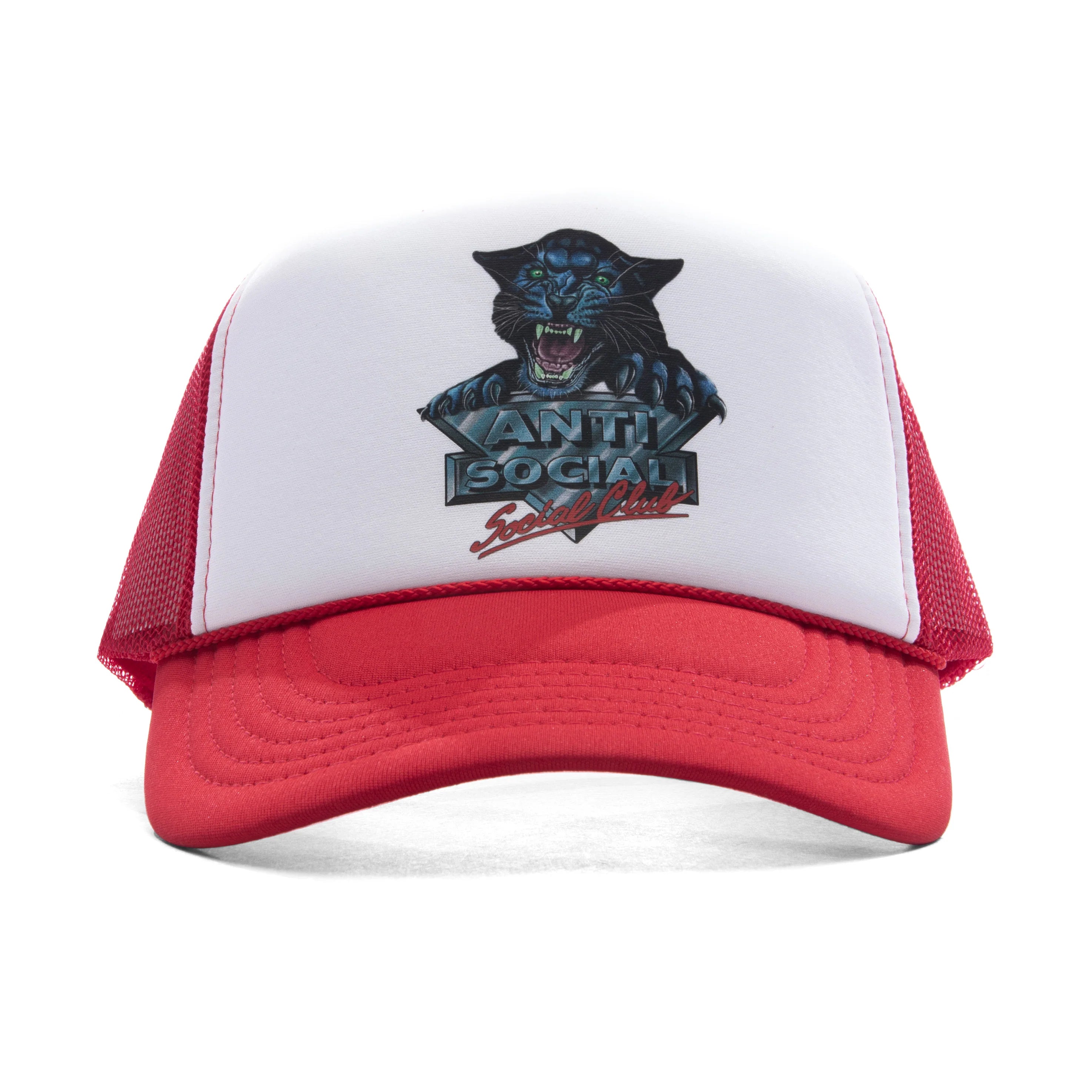 Snow Cat Trucker Cap White Red
