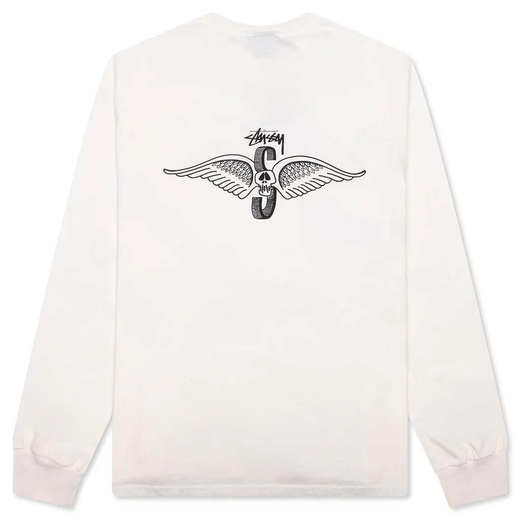 Skull Wings Pigment Dyed L S Tee Natural