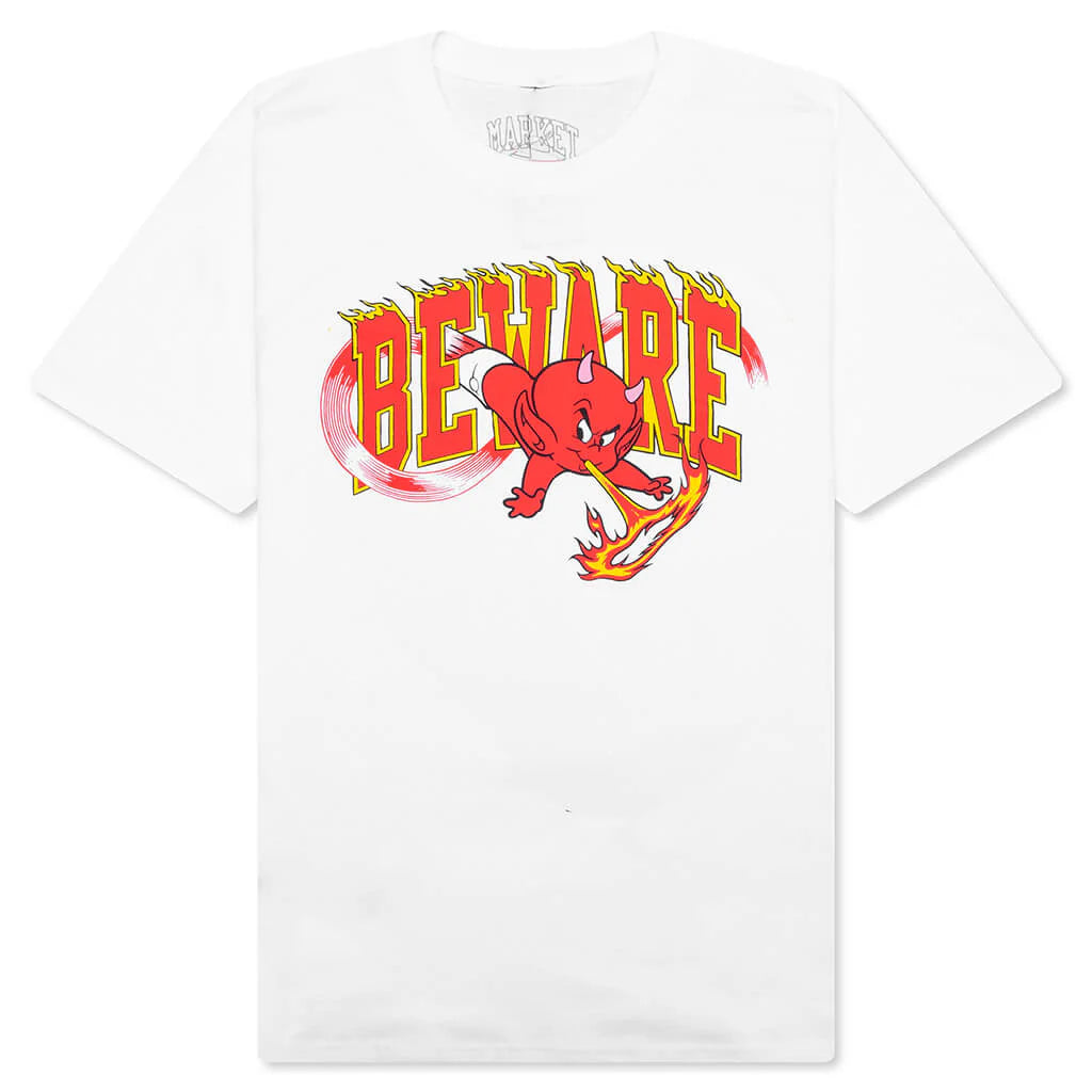 Market x Hot Stuff Beware S S T Shirt White
