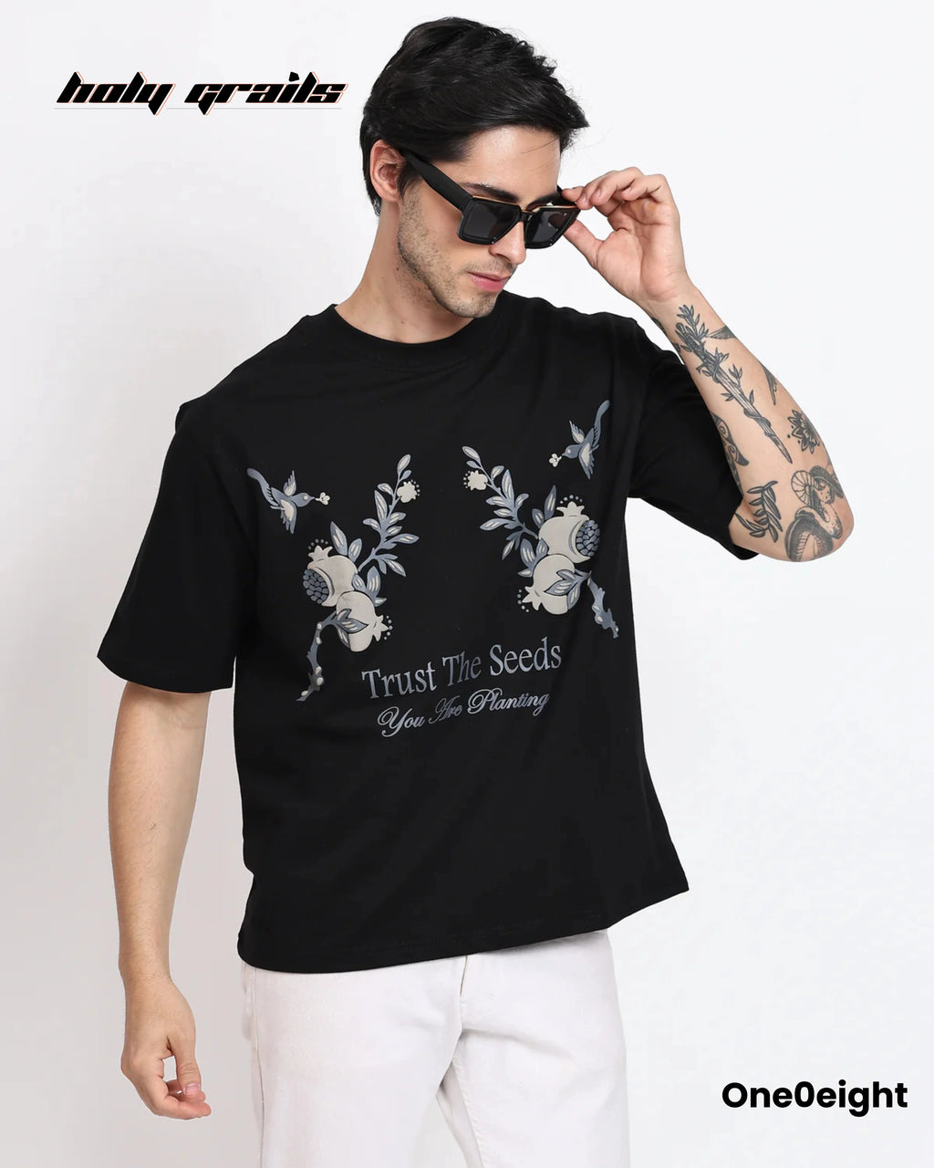 Trust the Seeds Black Oversize Tee HG x One0eight
