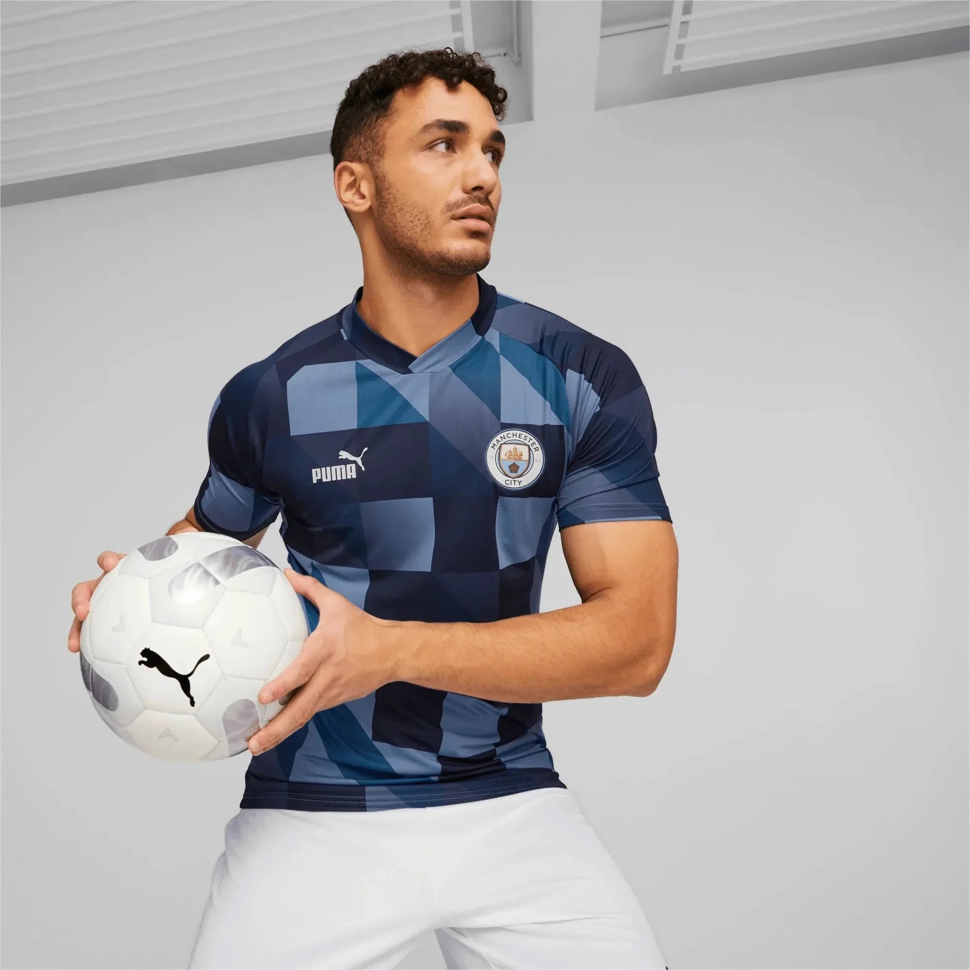 PUMA Manchester City Pre Match Jersey Light Blue Navy