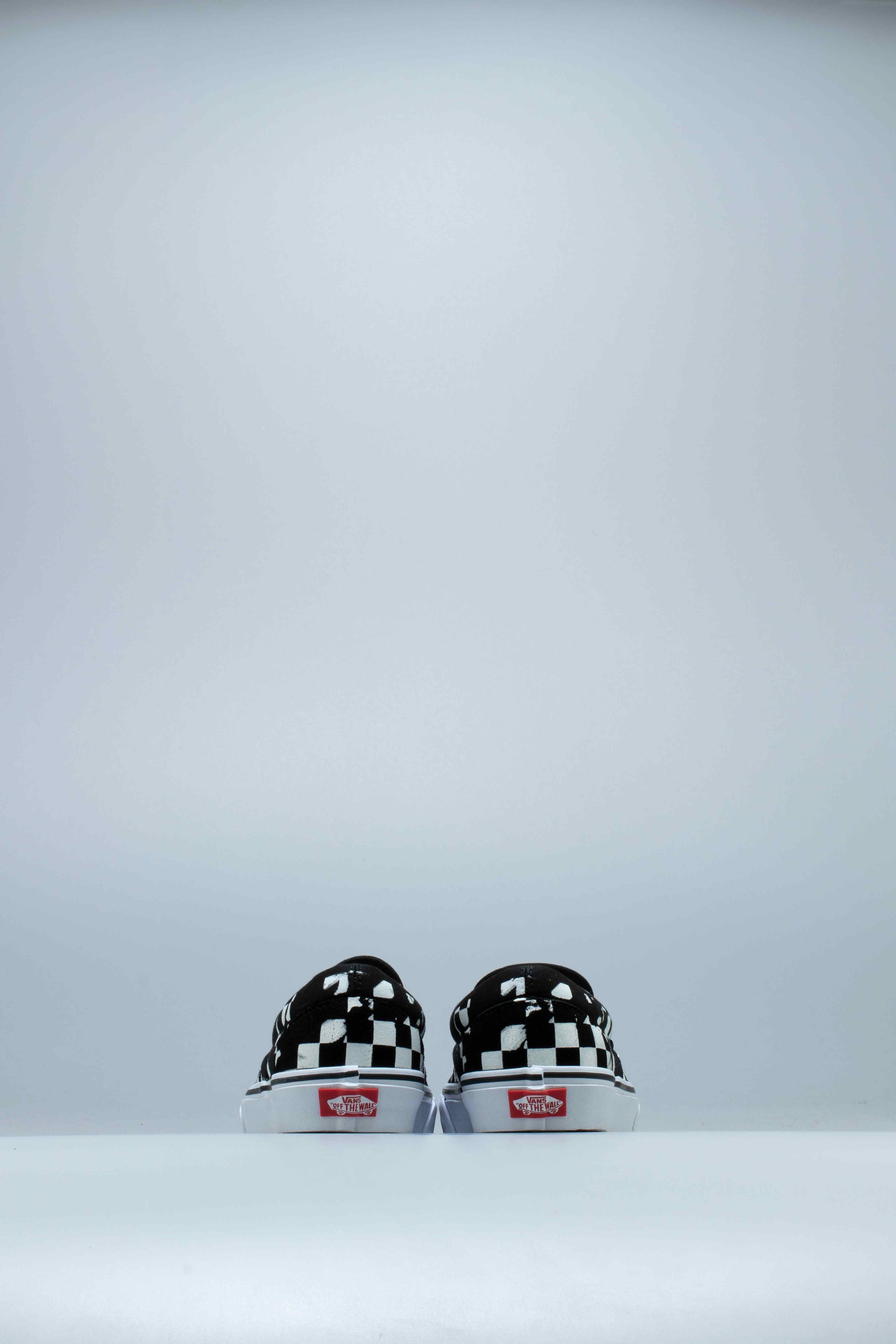 Overprint Check Classic Slip On Mens Shoe Checkerboard Black White