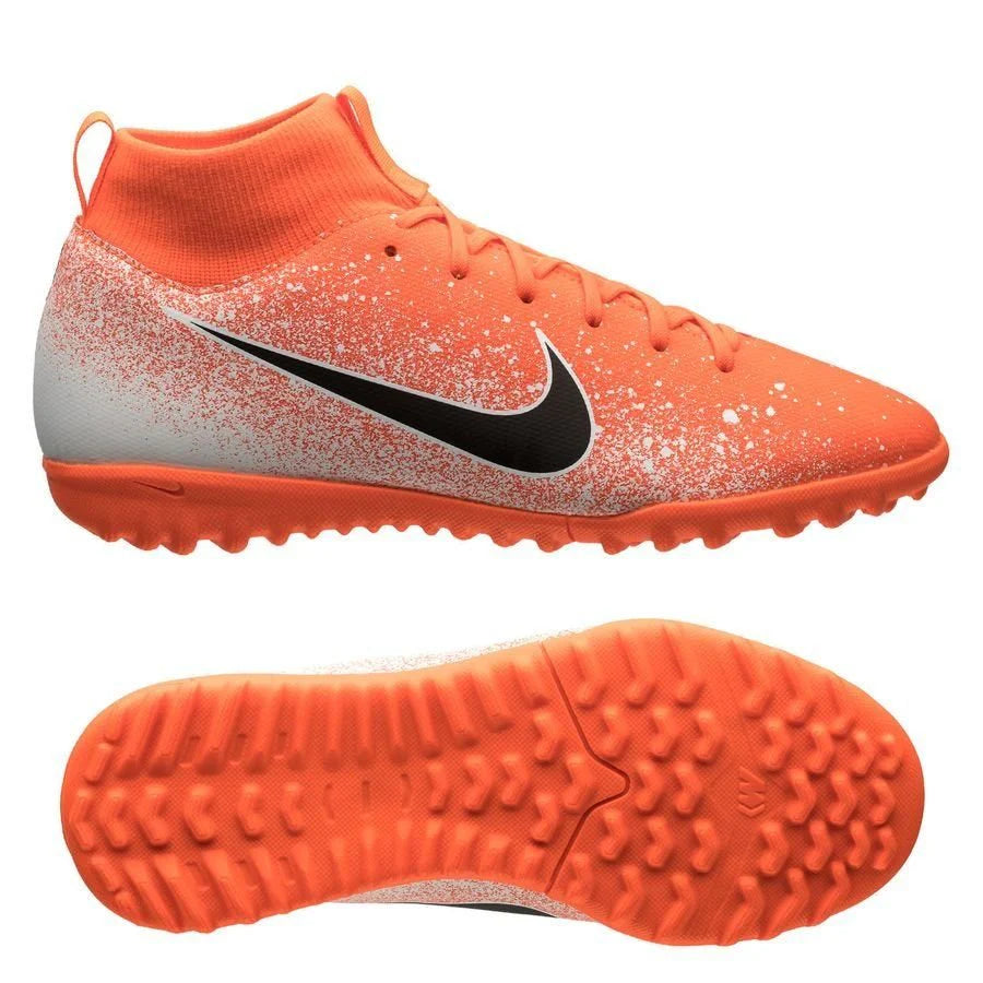 Nike JR Superflyx 6 Academy TF Turf Soccer Cleats Hyper Crimson Black White