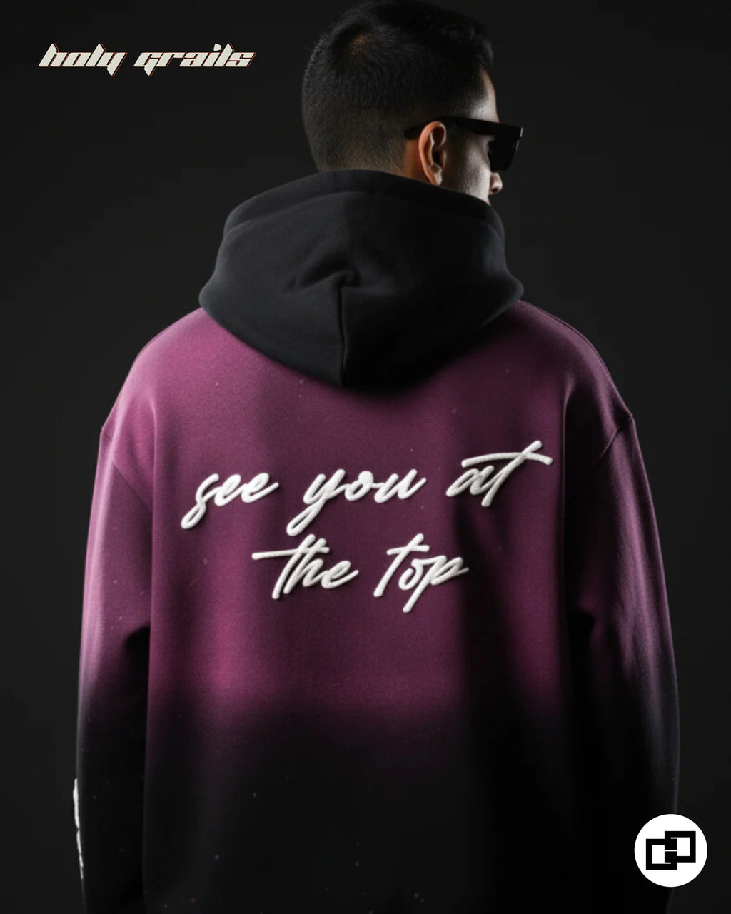 See You At Top Pink To Black Ombre Hoodie HG x Grey Hound