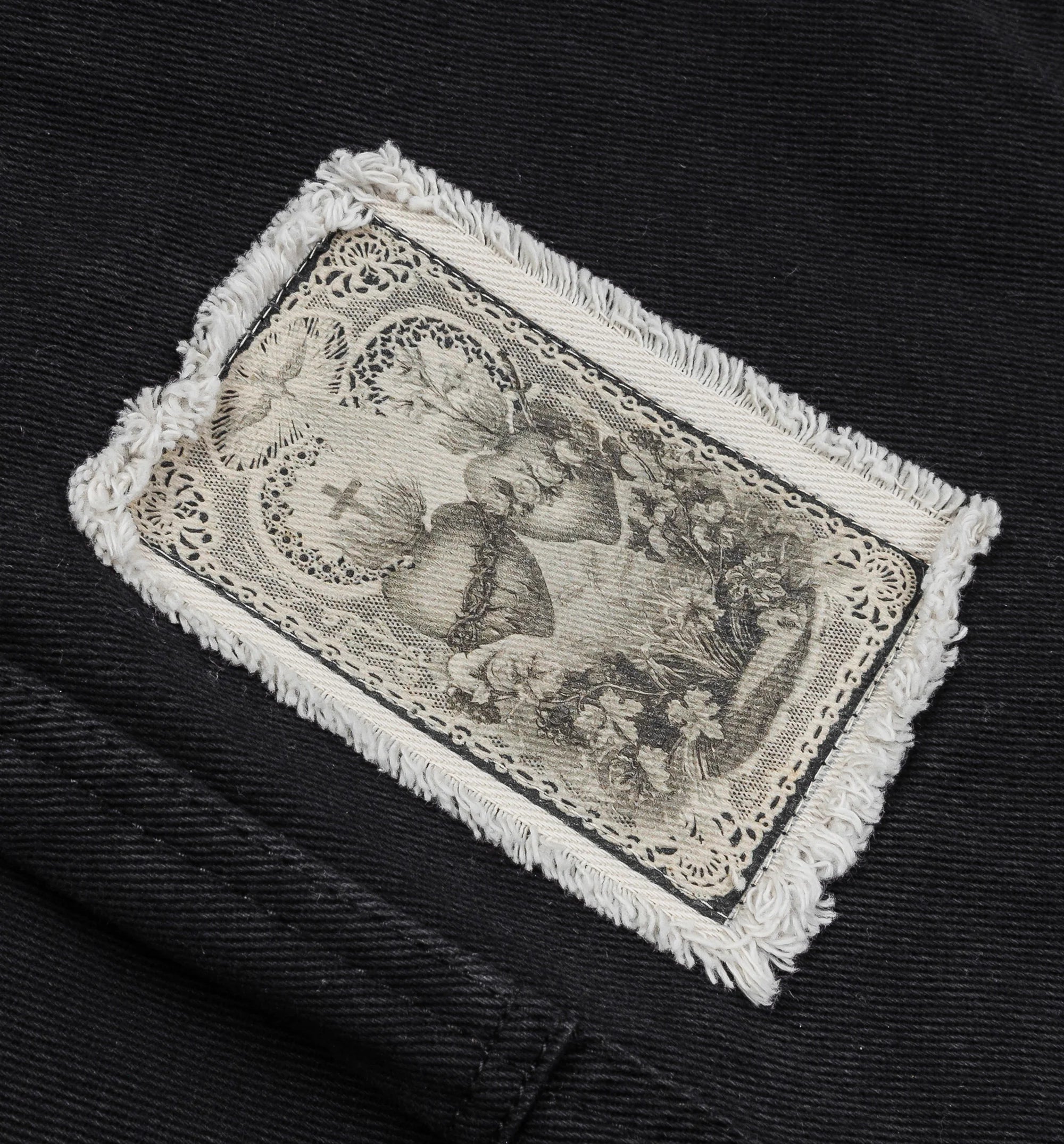 Crosses Patched Denim Mens Pants Black White
