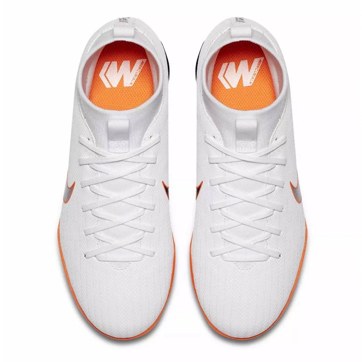 Nike JR Superflyx 6 Academy TF Turf Soccer Cleats White Grey Orange