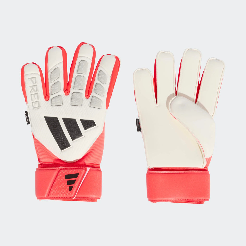 adidas Predator Match Fingersave Goalkeeper Soccer Gloves White Red Black