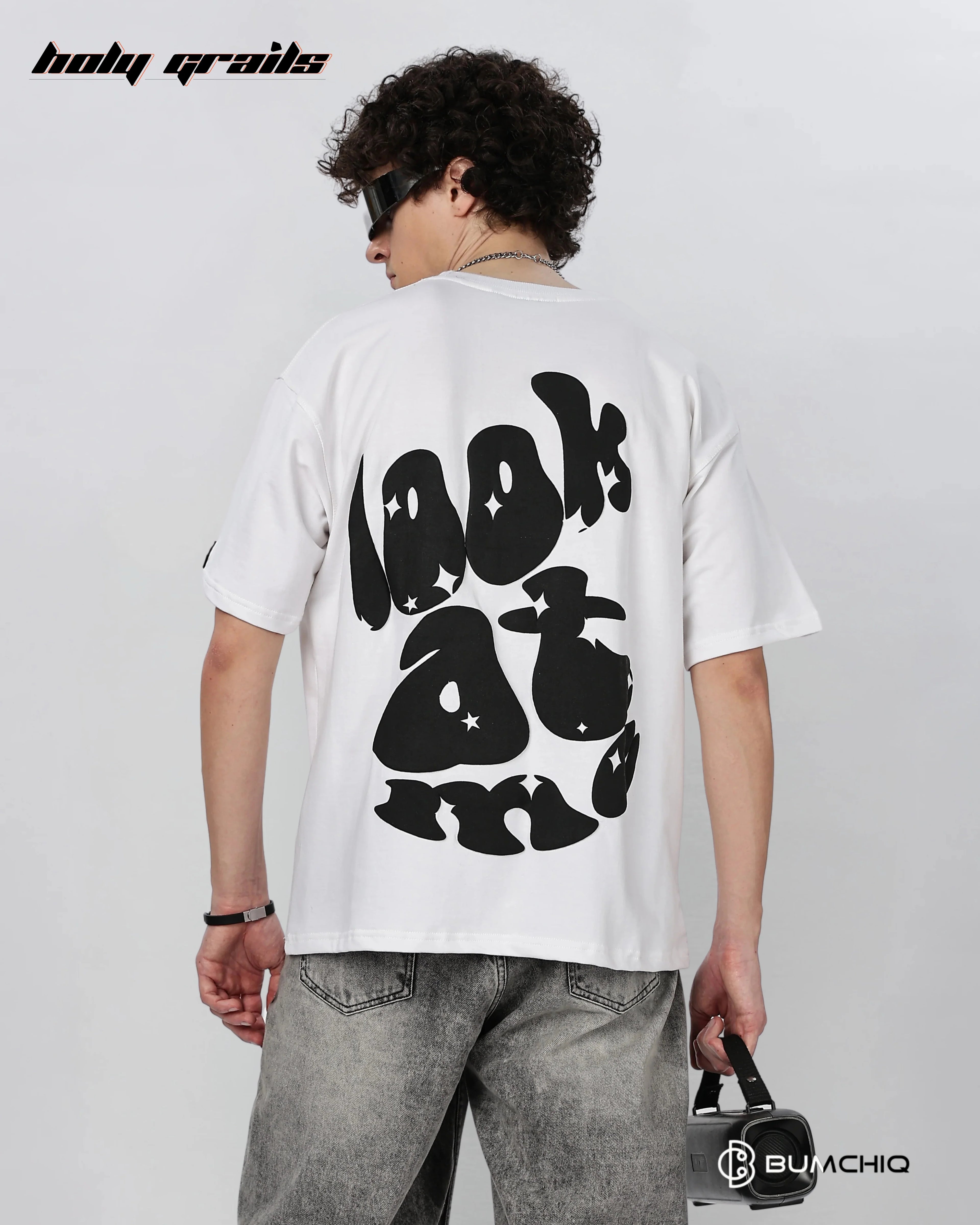 Look At Me White Oversize Tee HG x Bumchiq