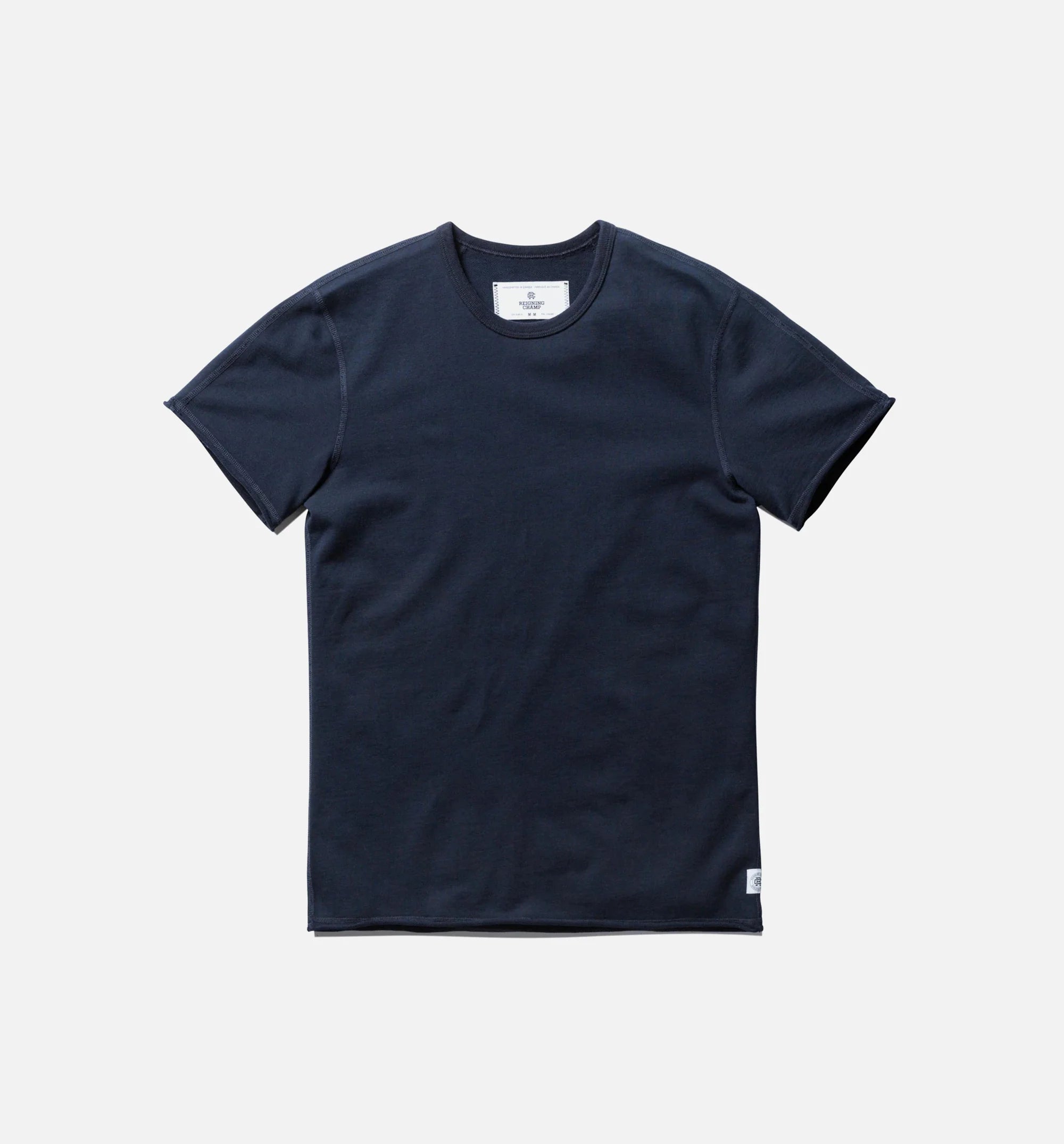 Terry Short Sleeve Crew Sweatshirt Mens Shirt Navy Blue