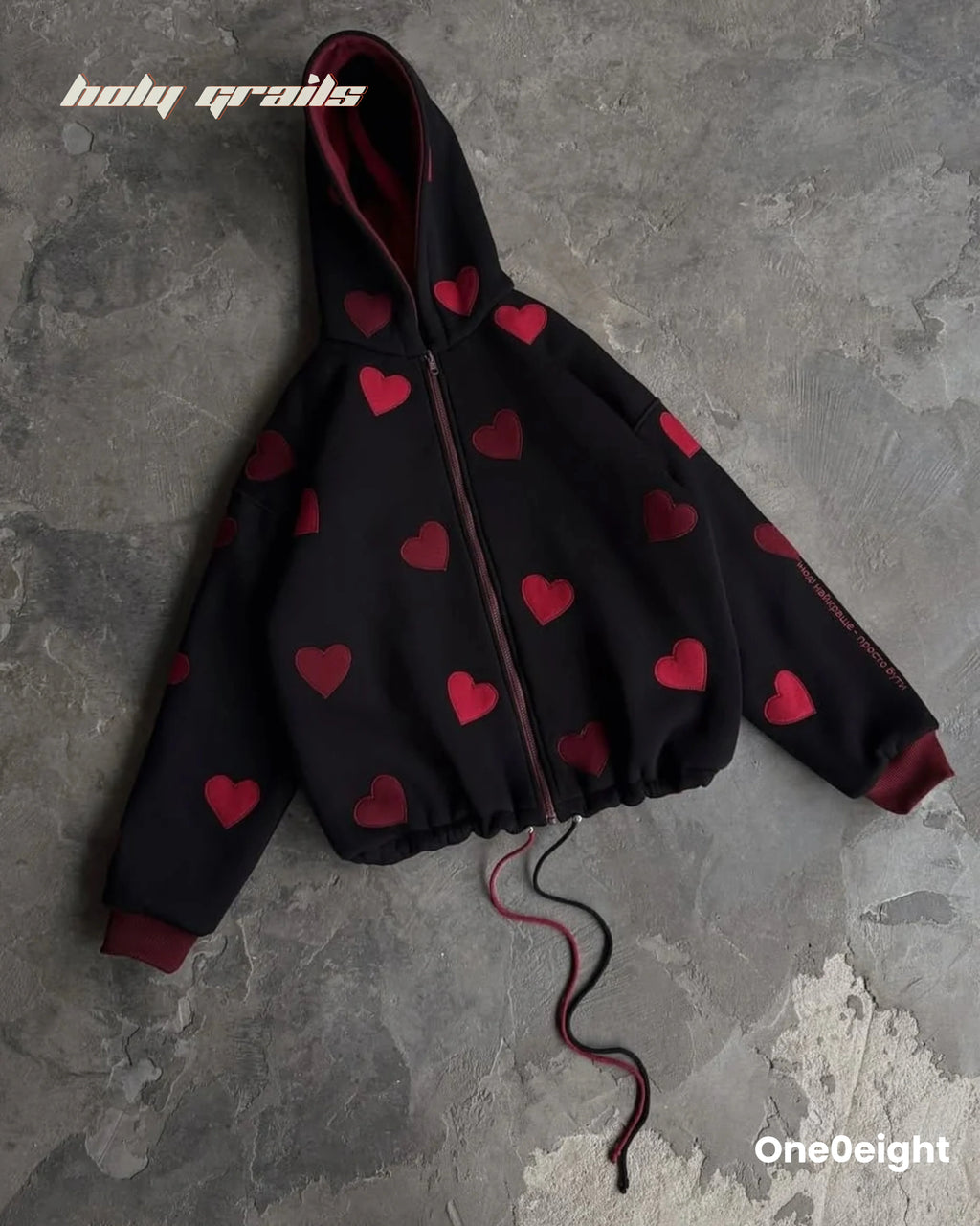 Heart on Fire Reversible Zipper Hoodie HG x One0eight