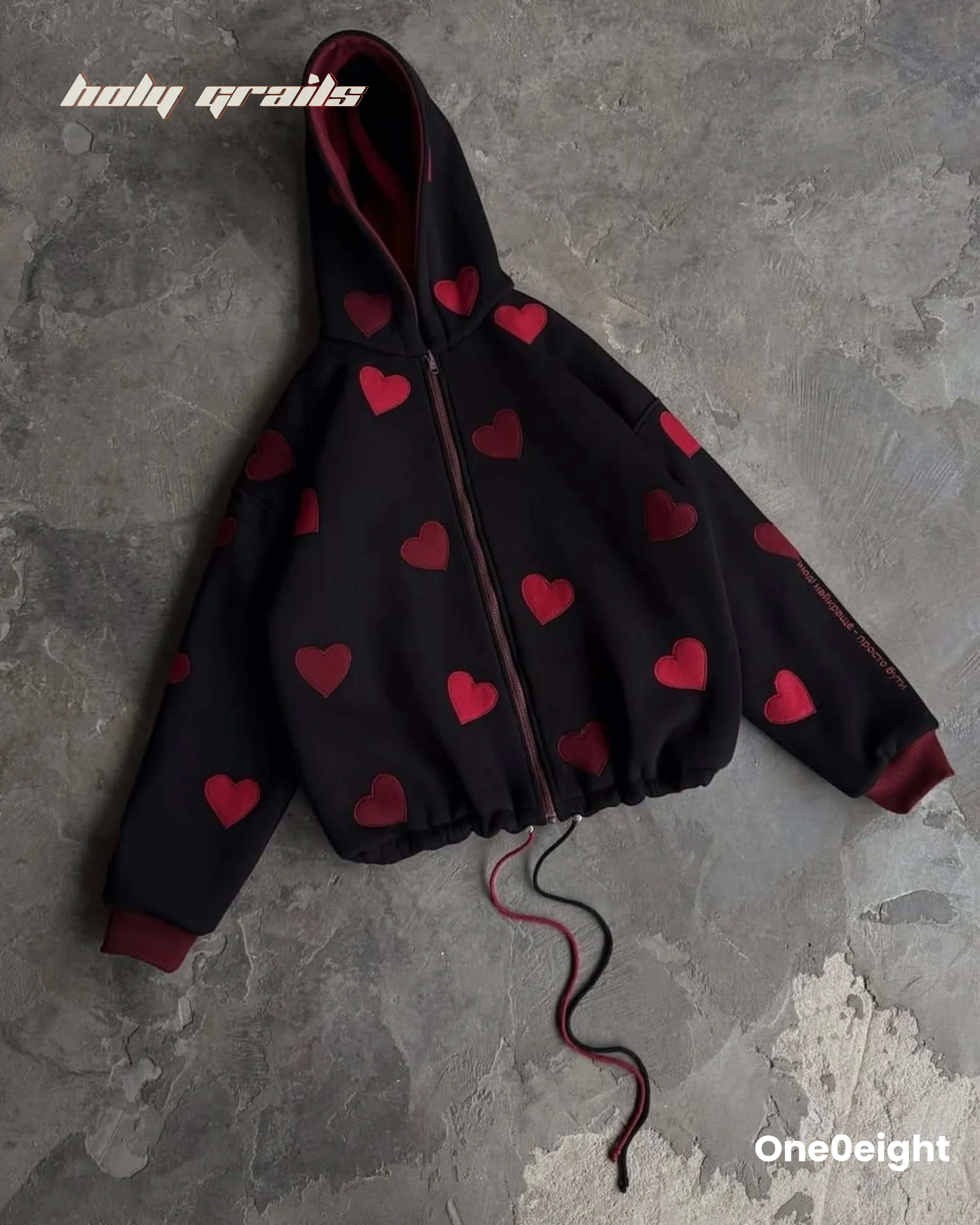 Heart on Fire Reversible Zipper Hoodie HG x One0eight