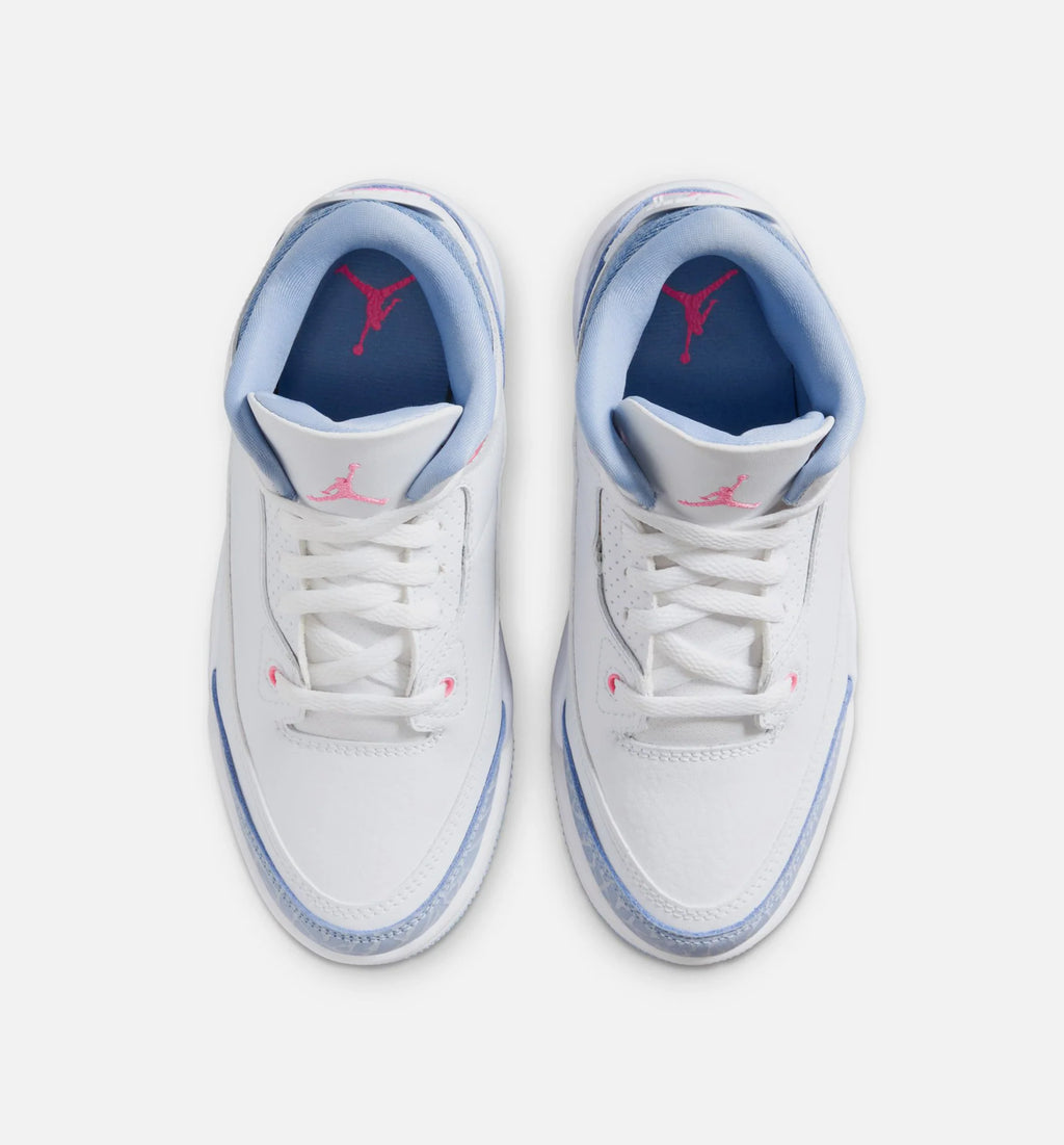 Air Jordan 3 Retro Cobalt Bliss Preschool Lifestyle Shoe White Cobalt Bliss Football Grey Pink Glow