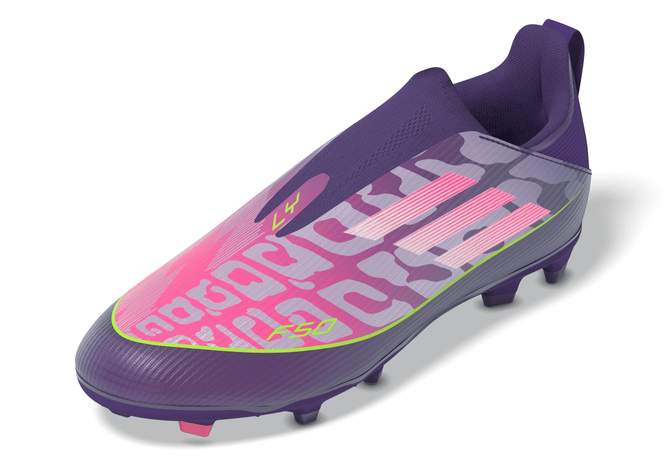 adidas F50 LEAGUE Laceless FG MG Youth Soccer Cleats Purple White Lemon