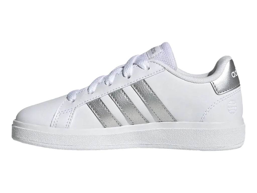 Tenis Adidas Grand Court 20 Blanco y Plata para Niña