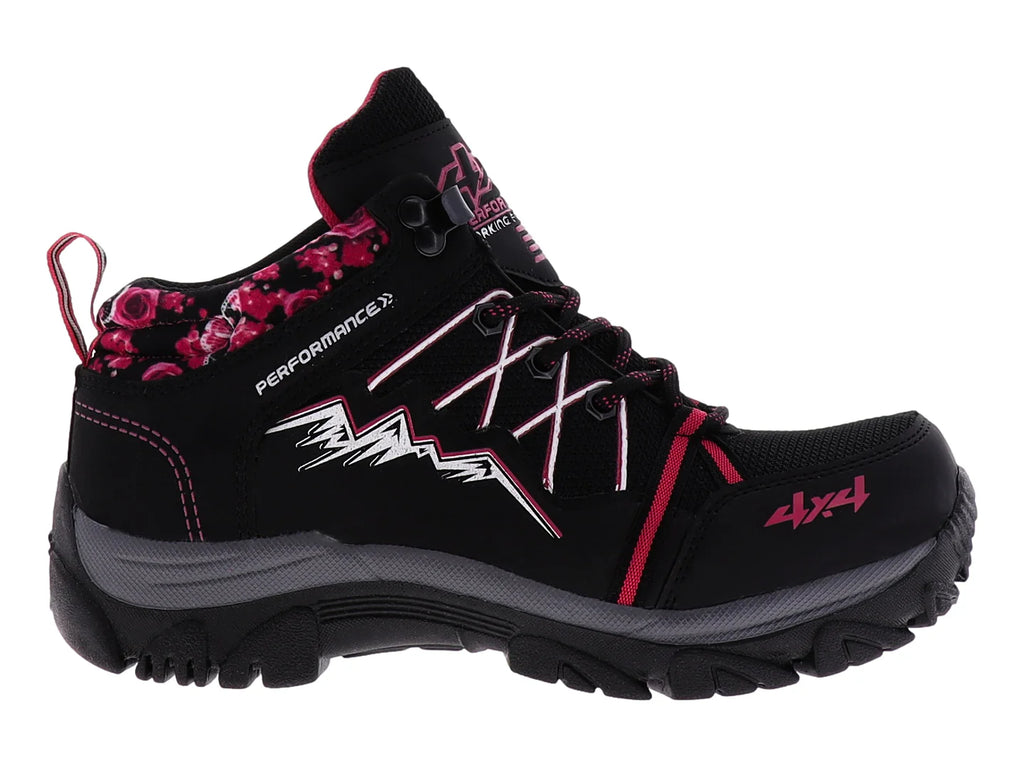 Botas 4X4 Excursionismo Negro y Fucsia para Mujer