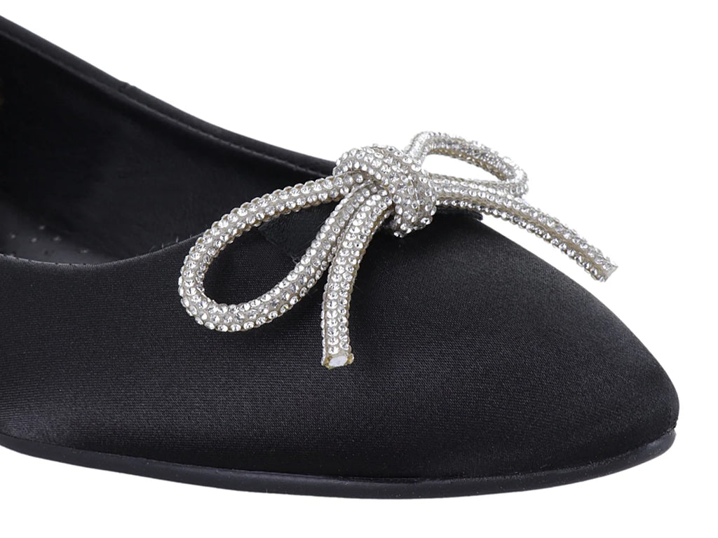 Zapatos Flats MeliAna Shantung Negro para Mujer