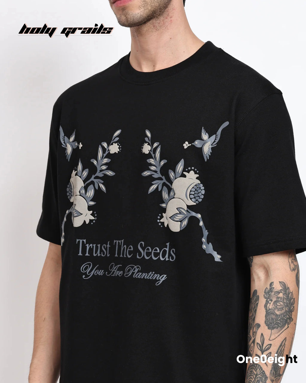 Trust the Seeds Black Oversize Tee HG x One0eight