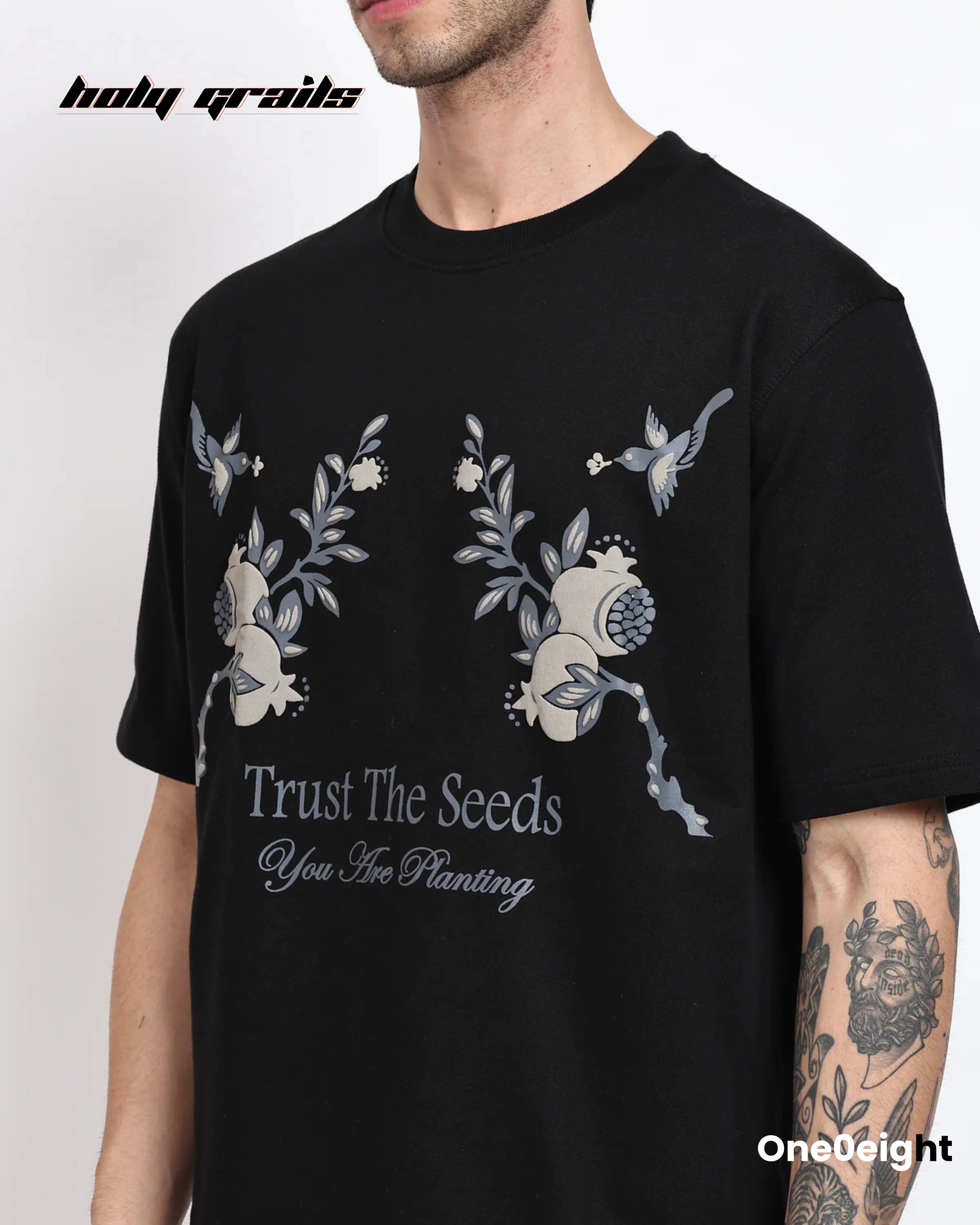 Trust the Seeds Black Oversize Tee HG x One0eight