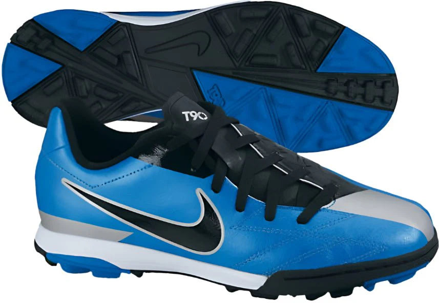 Nike Jr T90 Shoot IV TF Turf Soccer Cleats Soar Silver Black