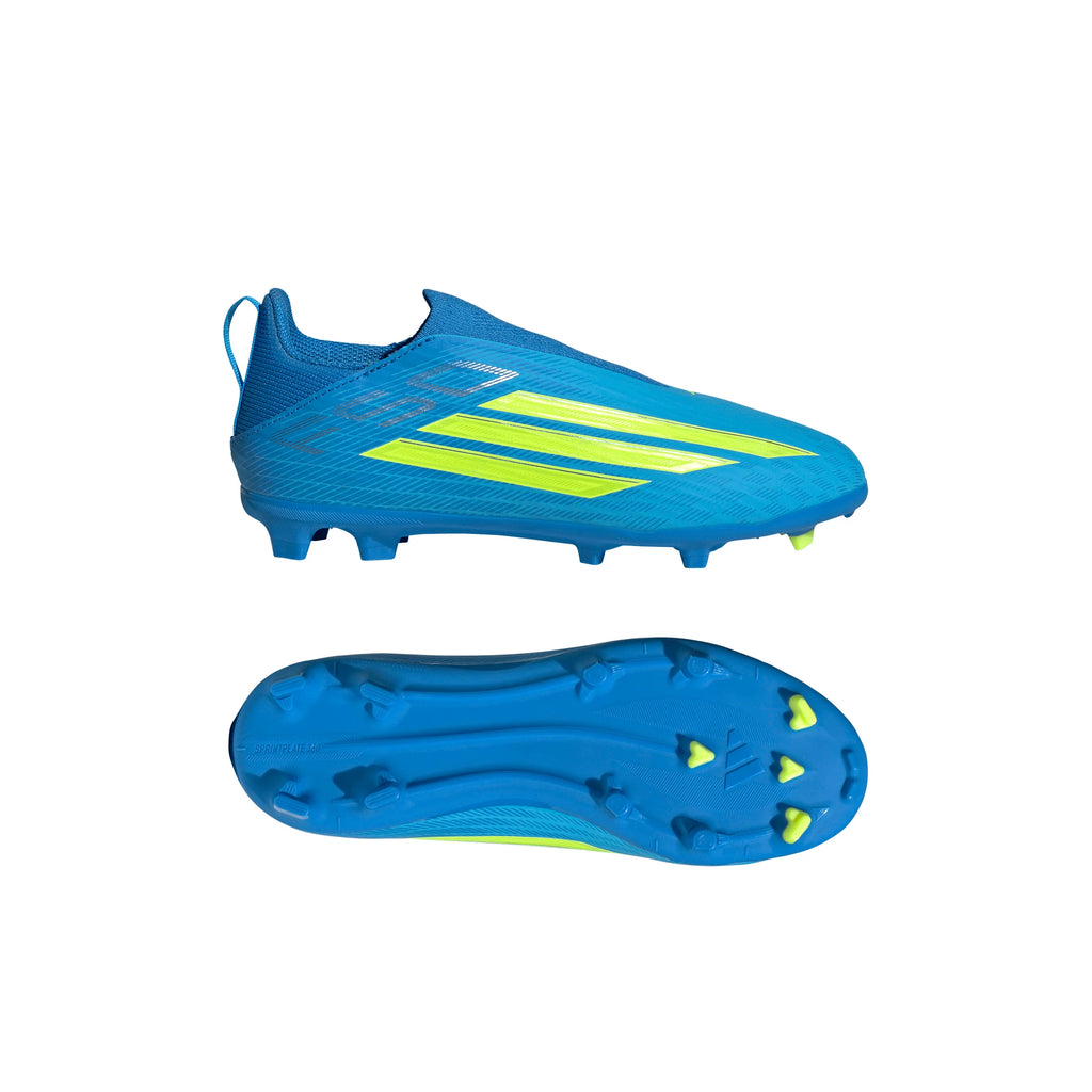 adidas F50 League Laceless FG MG Firm Ground Multi Ground Youth Soccer Cleats Blue Yellow Aqua